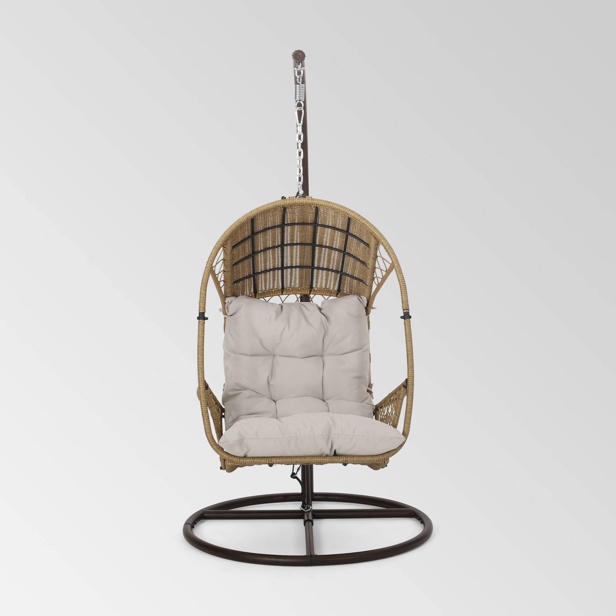 Malia Outdoor Wicker Hanging Chair with Stand Brown/Beige Christopher