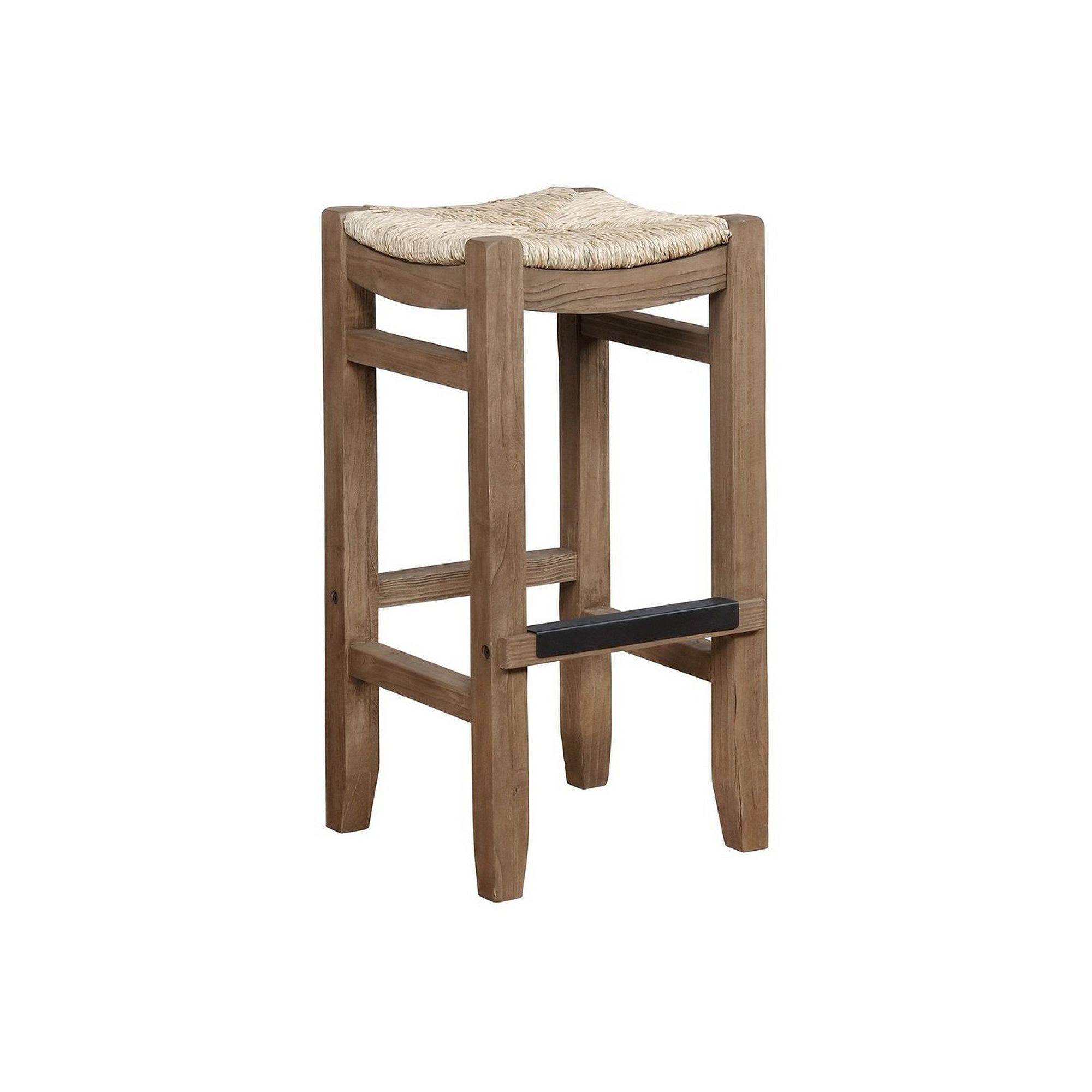 Alaterre Furniture Newport with Rush Seat Bar Stool Brown | Wood - WXF-02