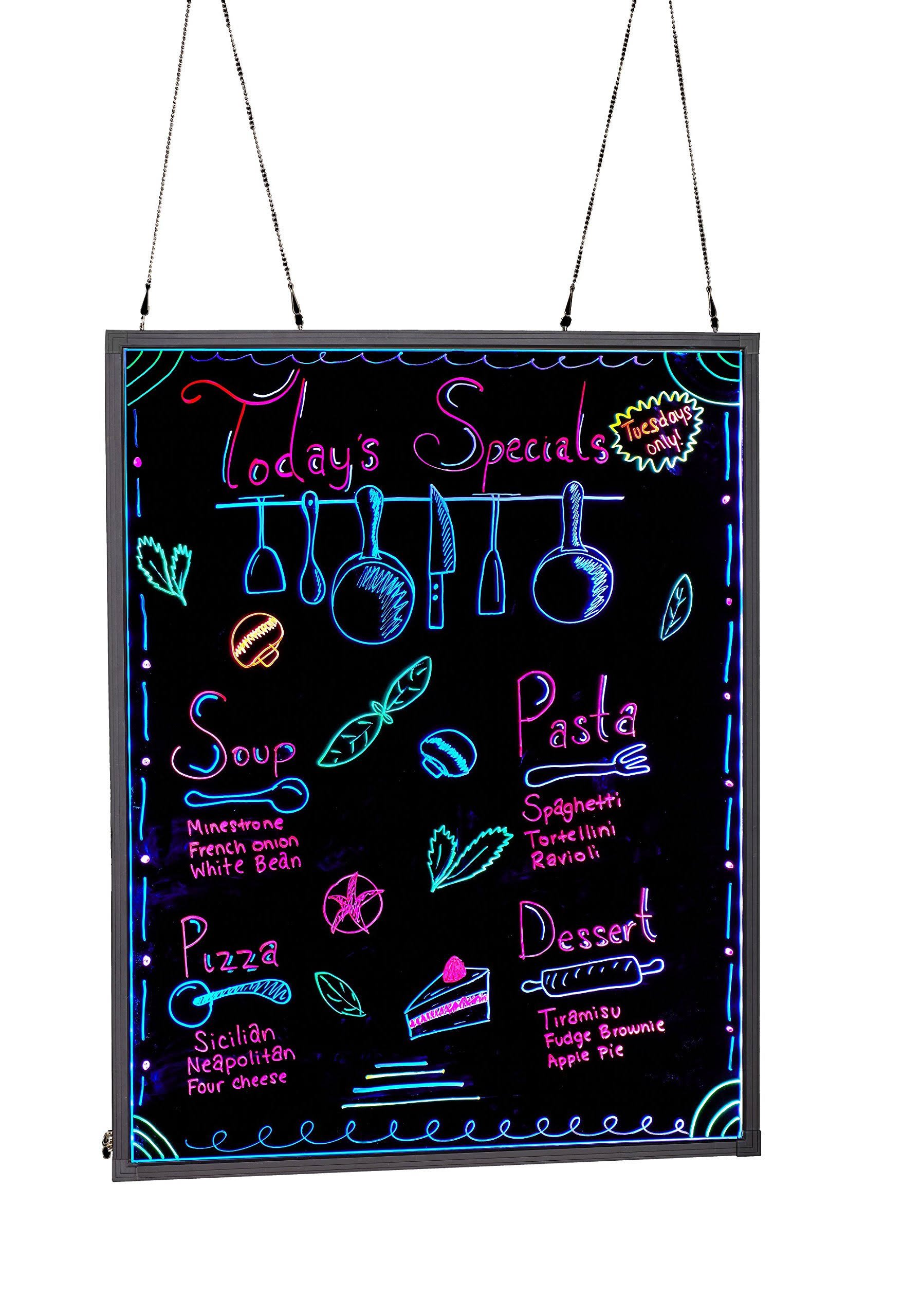 Alpine 49505 LED Illuminated Hanging Message Writing Board 32" x 40