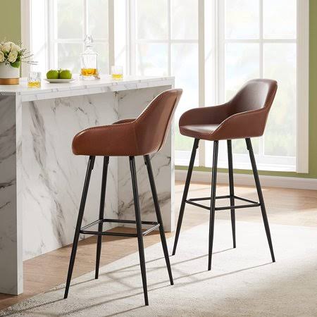 Tribesigns Bar Stools Set of 2 Counter Height, Counter Stool PU ...