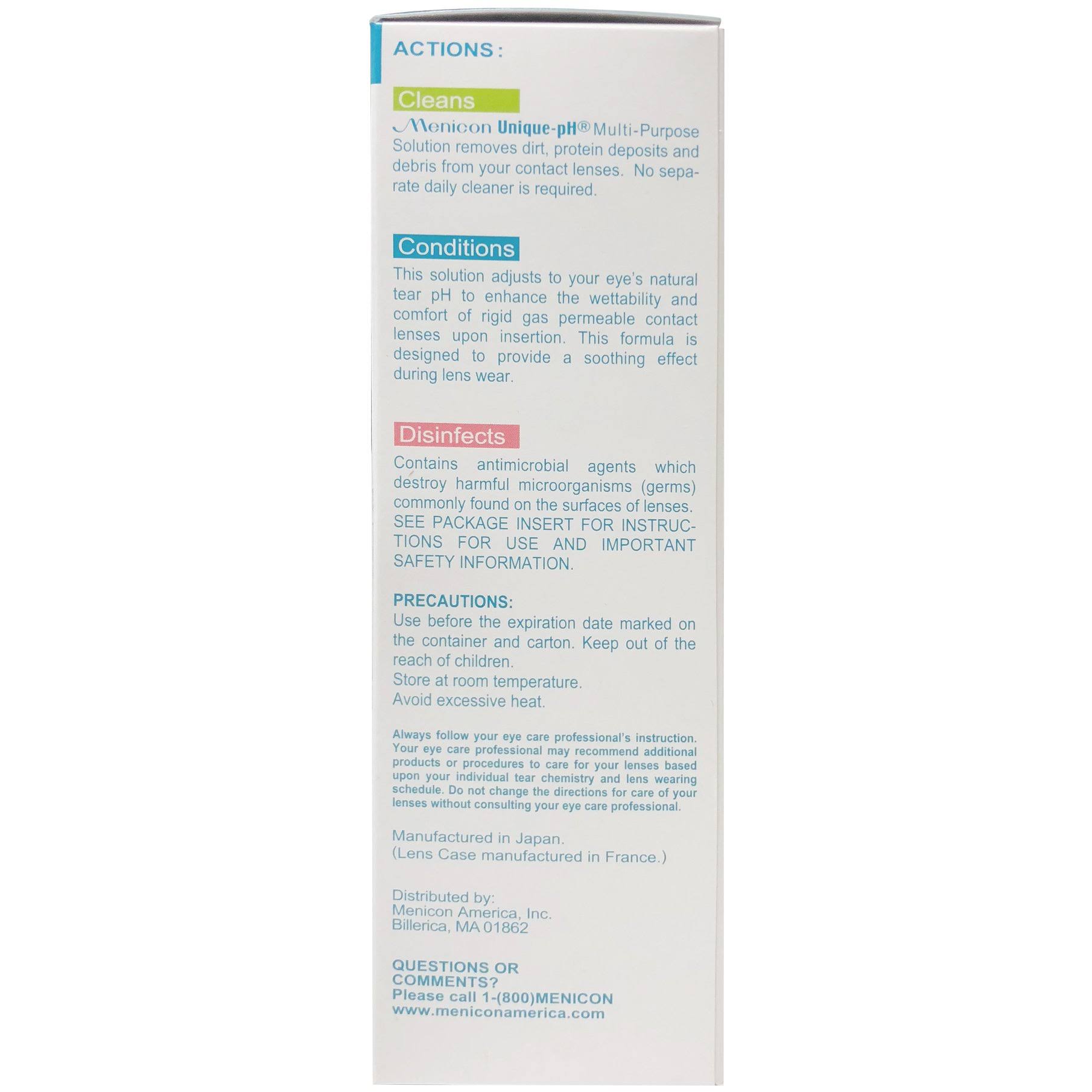 Menicon Unique Ph MultiPurpose Solution + RGP Lens CASE. Two 4 fl oz