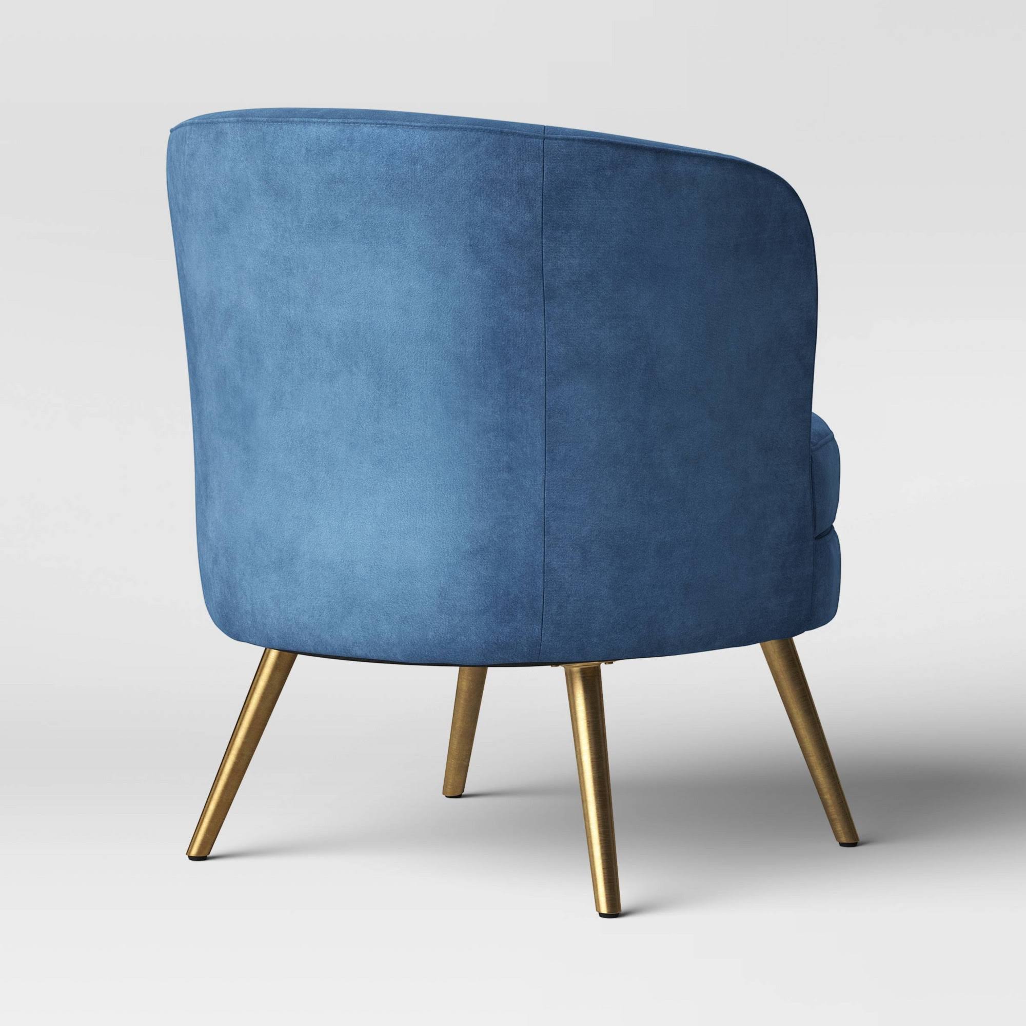 Beadle Accent Chair with Brass Leg Velvet Blue Project 62 WXF02