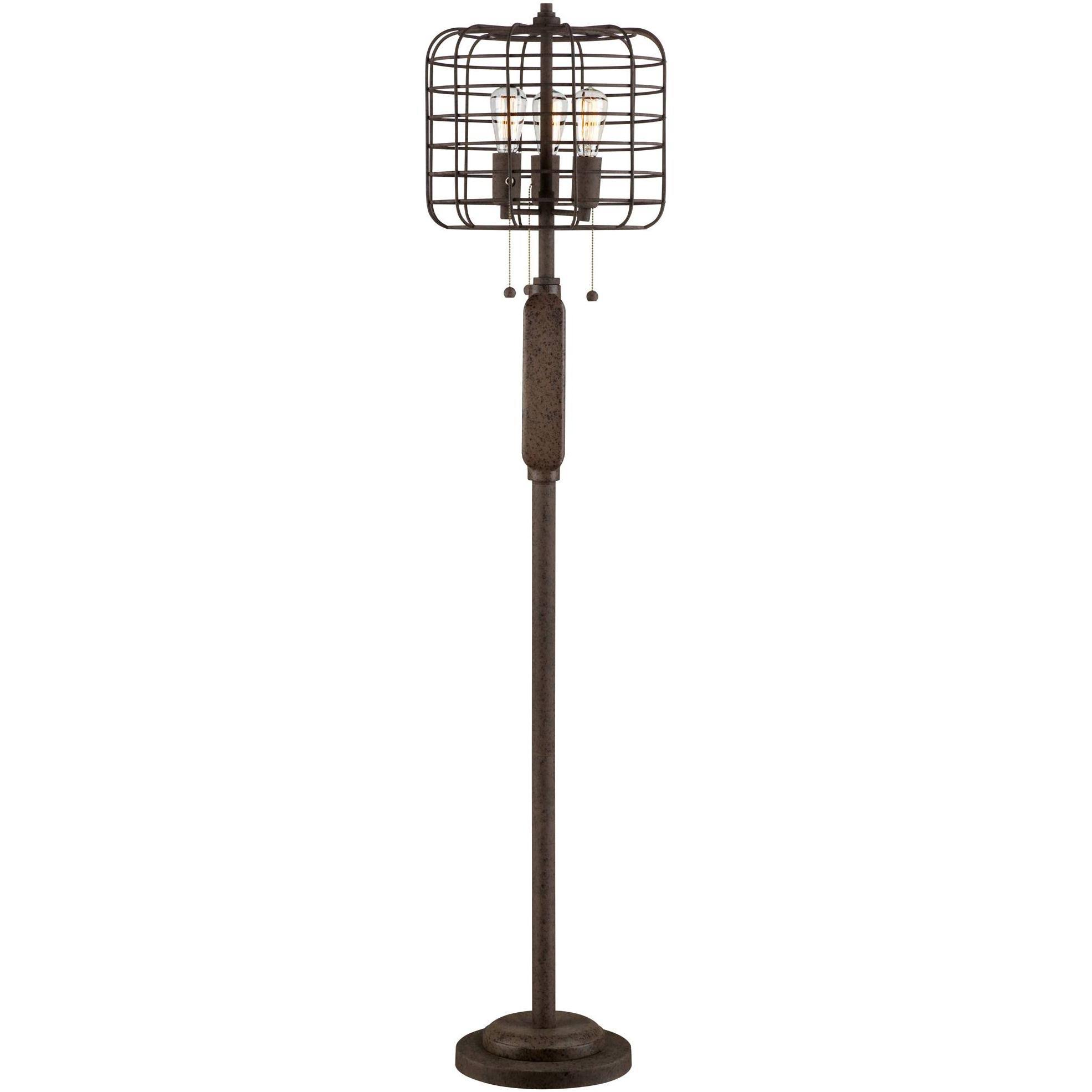 Franklin Iron Works Industrial Floor Lamp 3 Light Farmhouse Rust Bronze