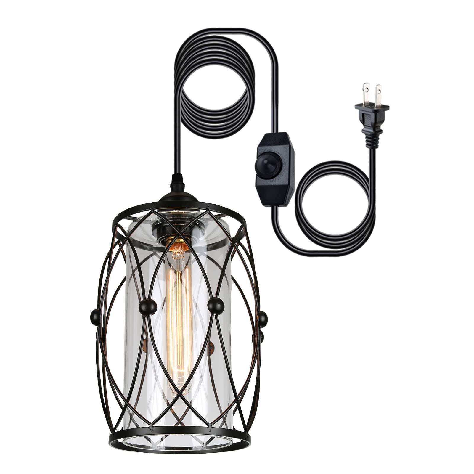 HMVPL Swag PlugIn Pendant Light with 16.4 ft Hanging Cord and On/Off