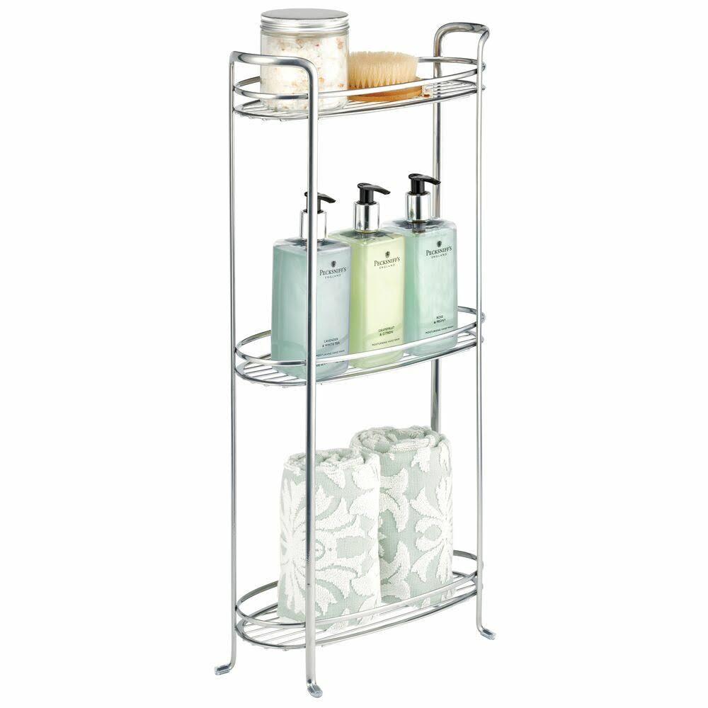 Mdesign 3 Tier Vertical Standing Bathroom Shelving Unit, Decorative 