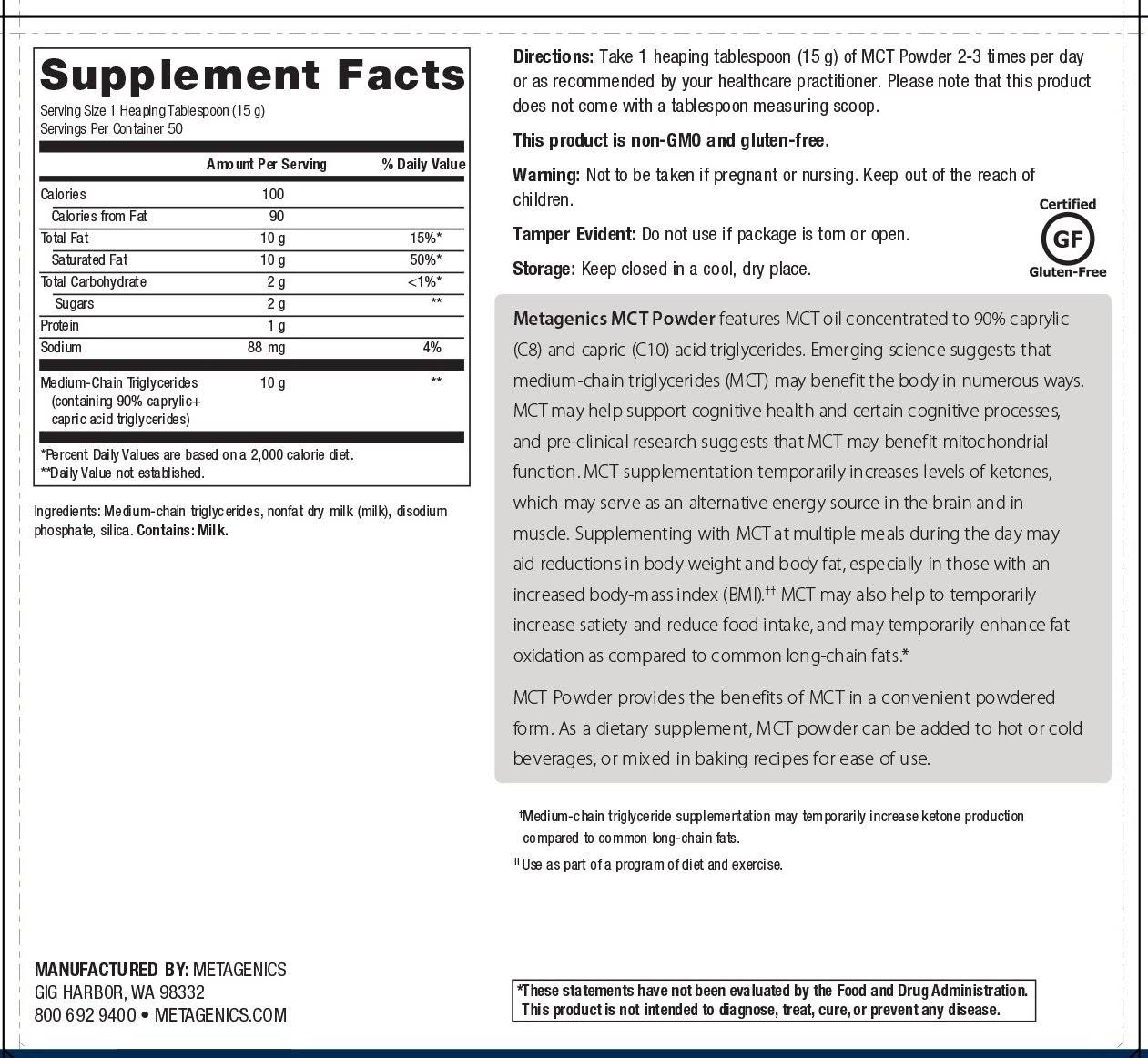 Metagenics MCT Powder WXF02