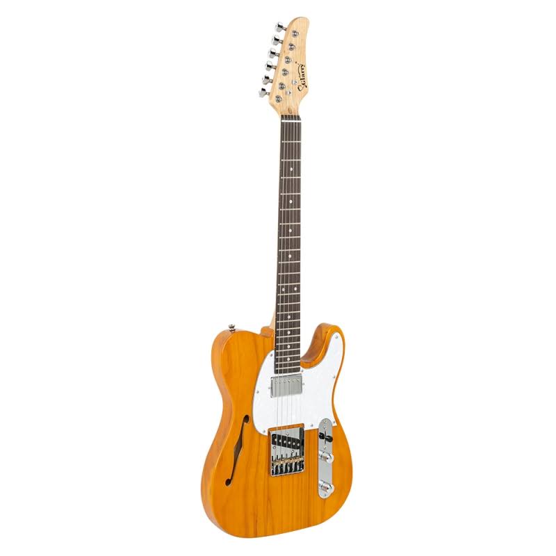 Glarry GTL SemiHollow Electric Guitar F Hole HS Pickups Transparent Yellow WXF02