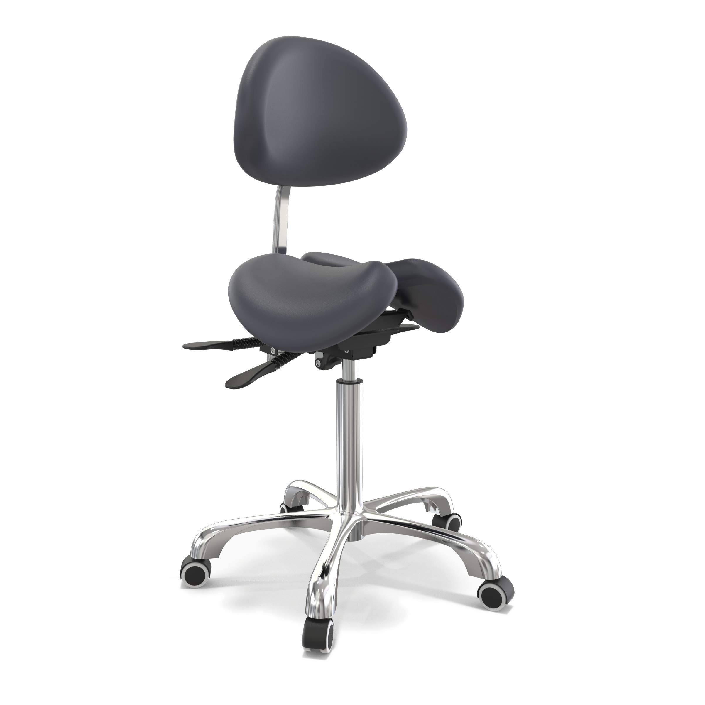 Master Massage Berkeley Ergonomic Split Seat Style Backrest Saddle Stool With Two Tilting Option 