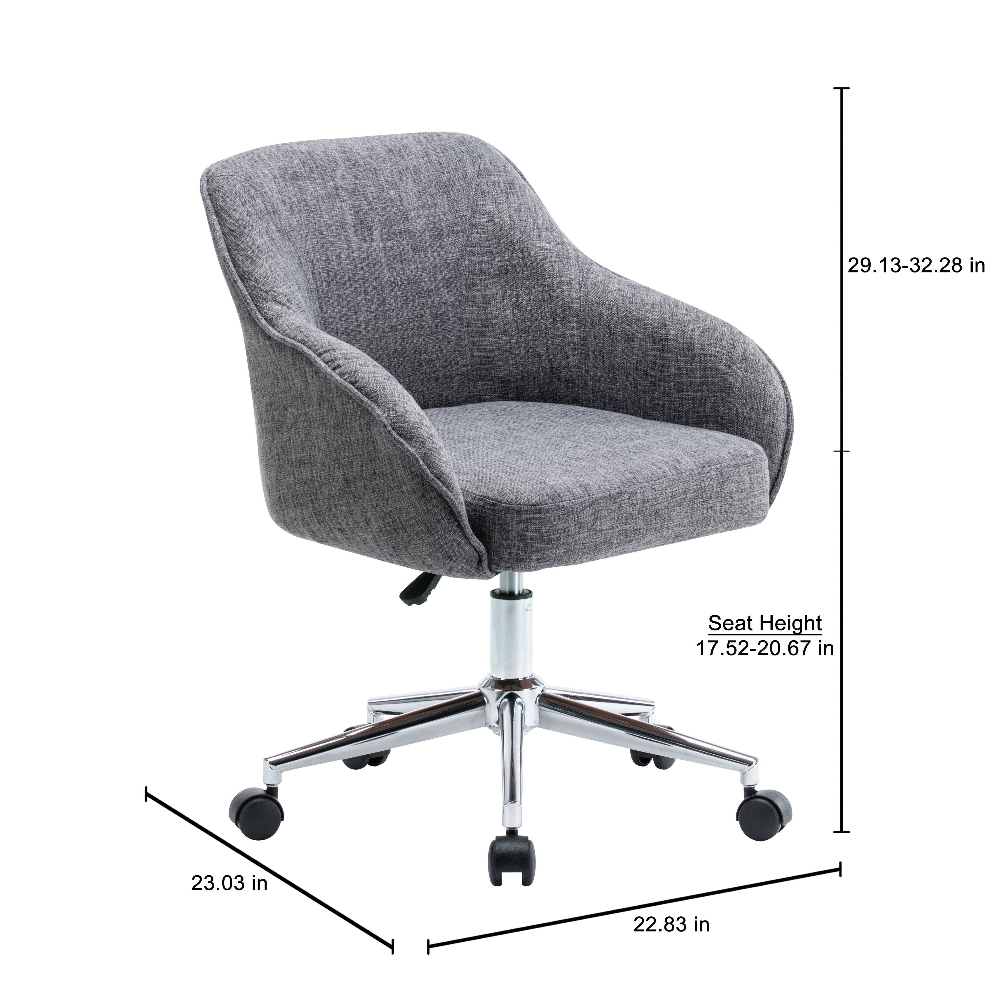 Porthos Home TFC046A GRY Adjustable Height Upholstered Contemporary Swivel Desk Chair with