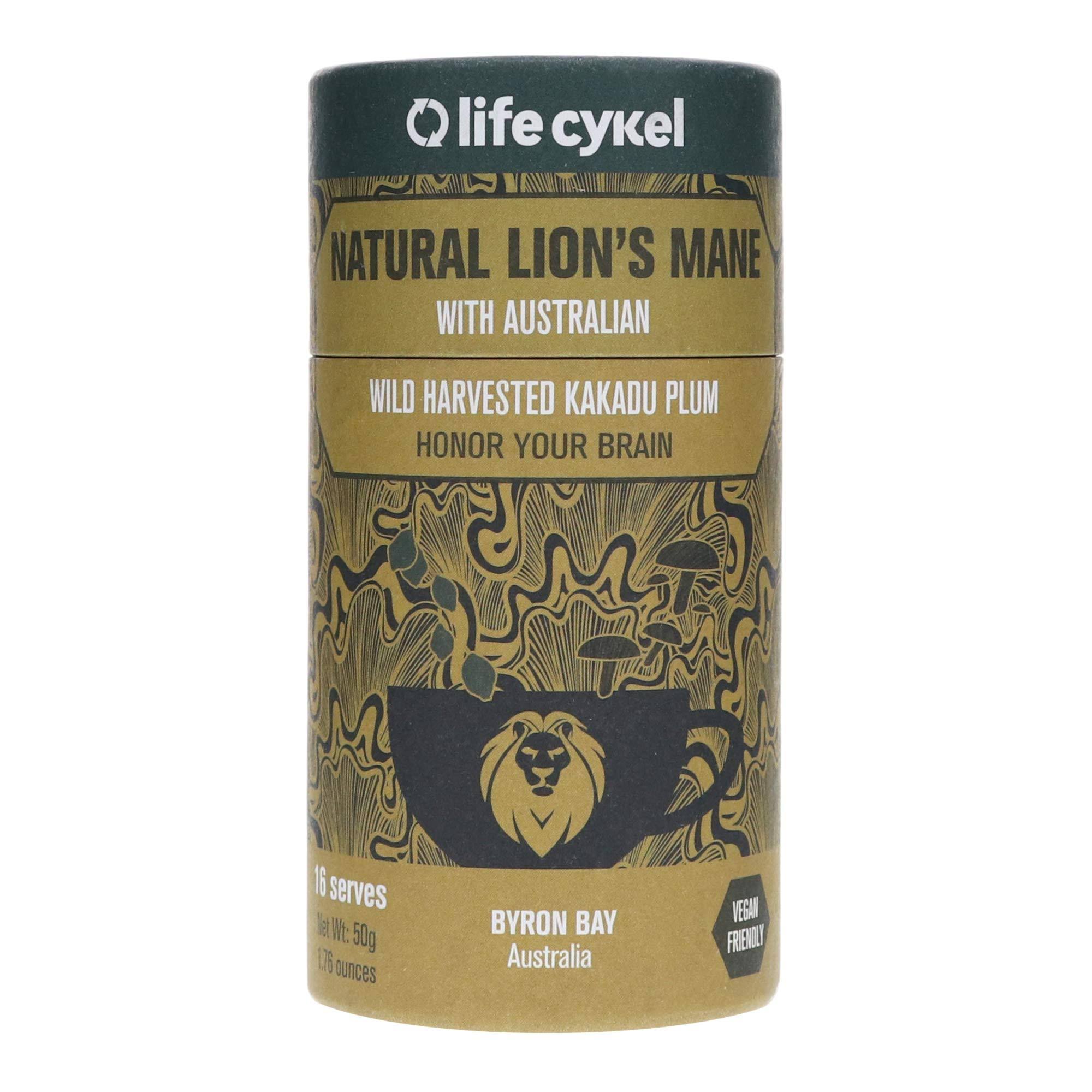 Life Cykel Natural Lions Mane Mushroom with Australian Wild Harvested Kakadu Plum Powder 50g 1