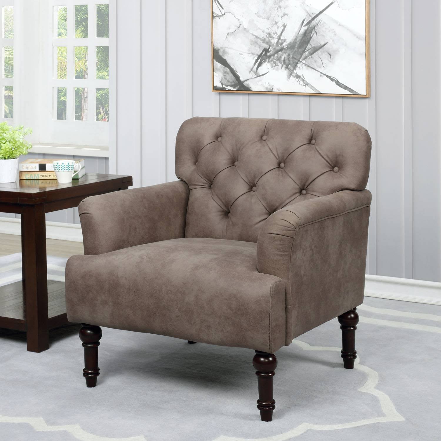 Dion Tufted Upholstered Accent Chair Brown HOMES Inside + Out WXF02
