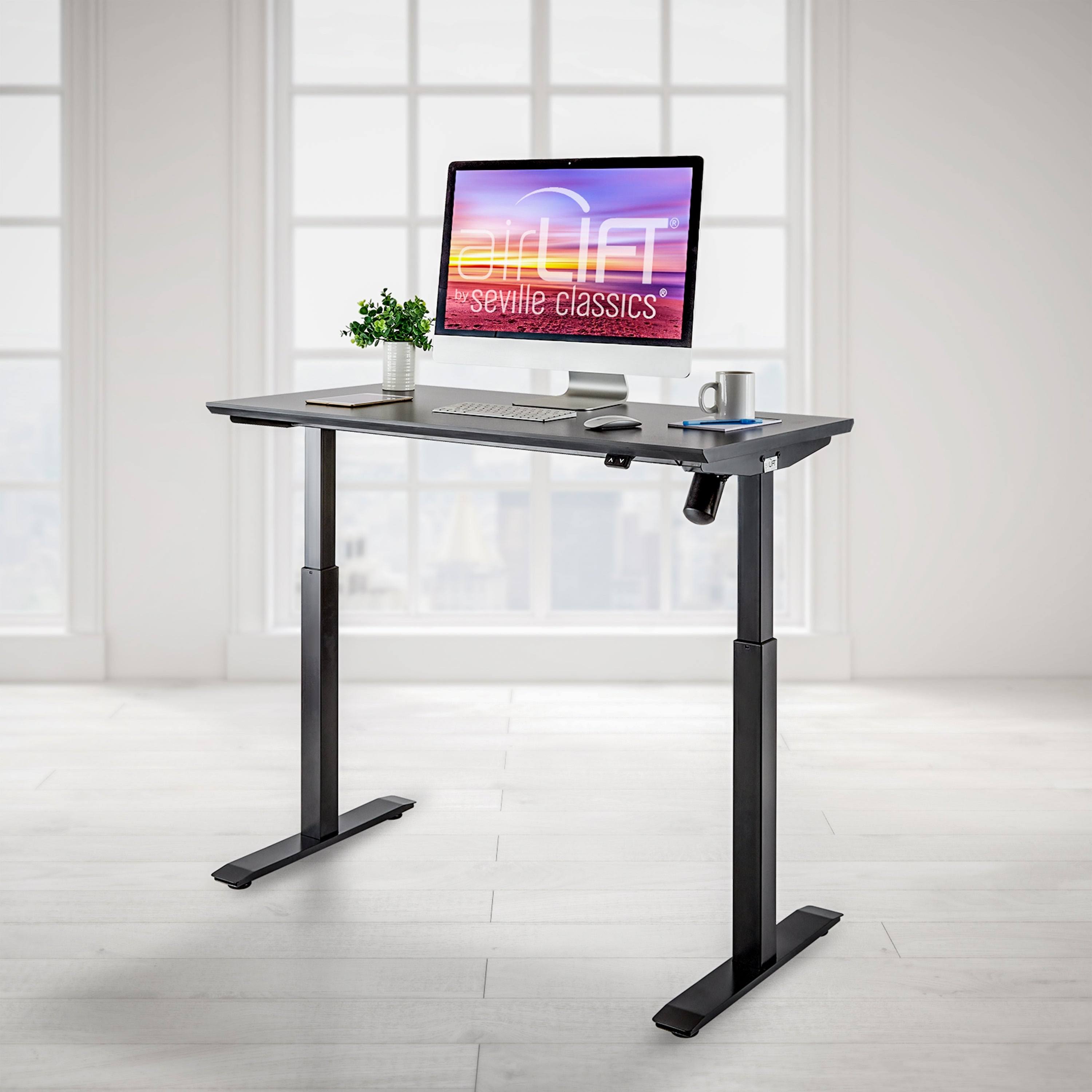 Seville Classics AirLift 47 in. Black Steel Electric Sit-Stand Desk ...