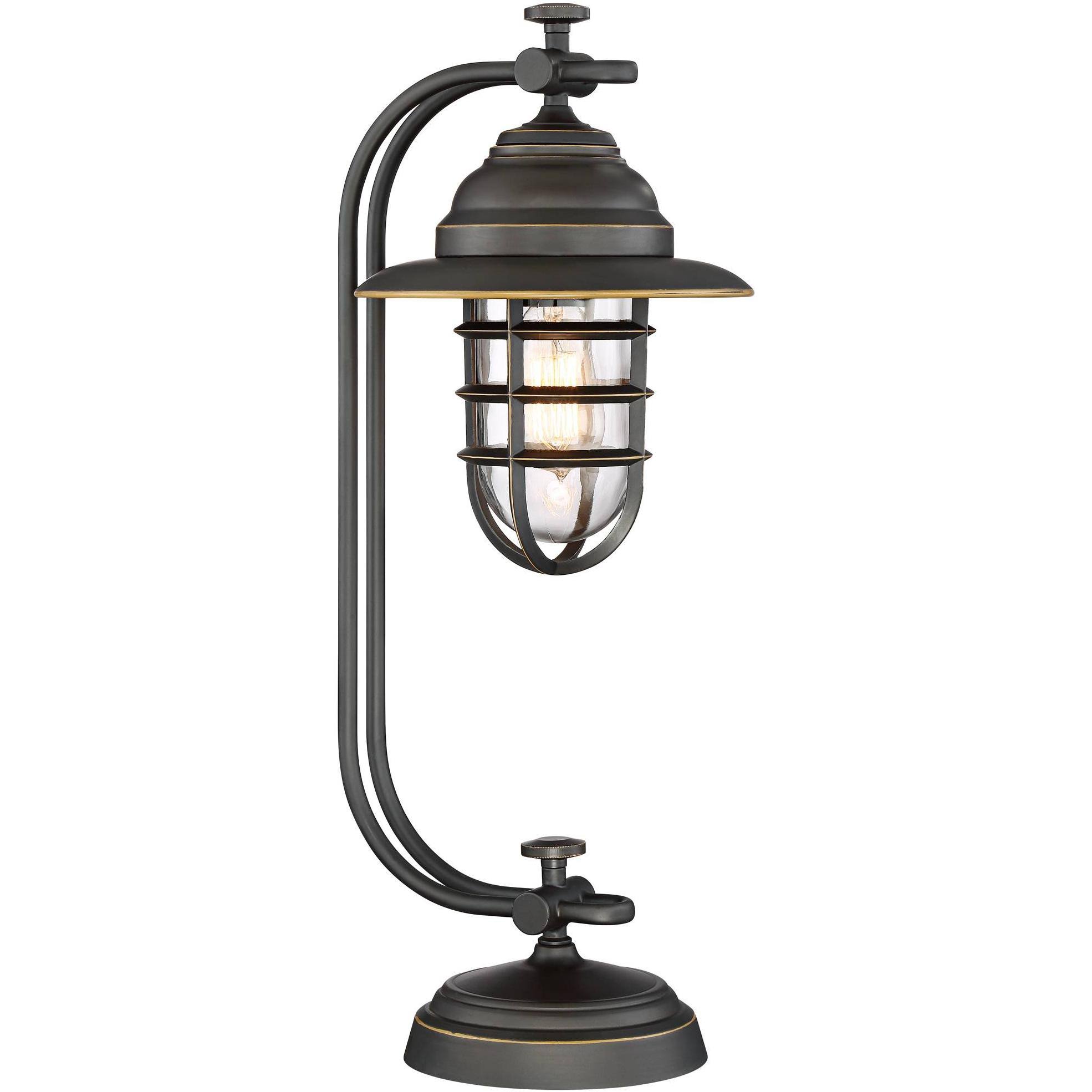 Franklin Iron Works Industrial Desk Table Lamp Oil Rubbed Bronze Cage