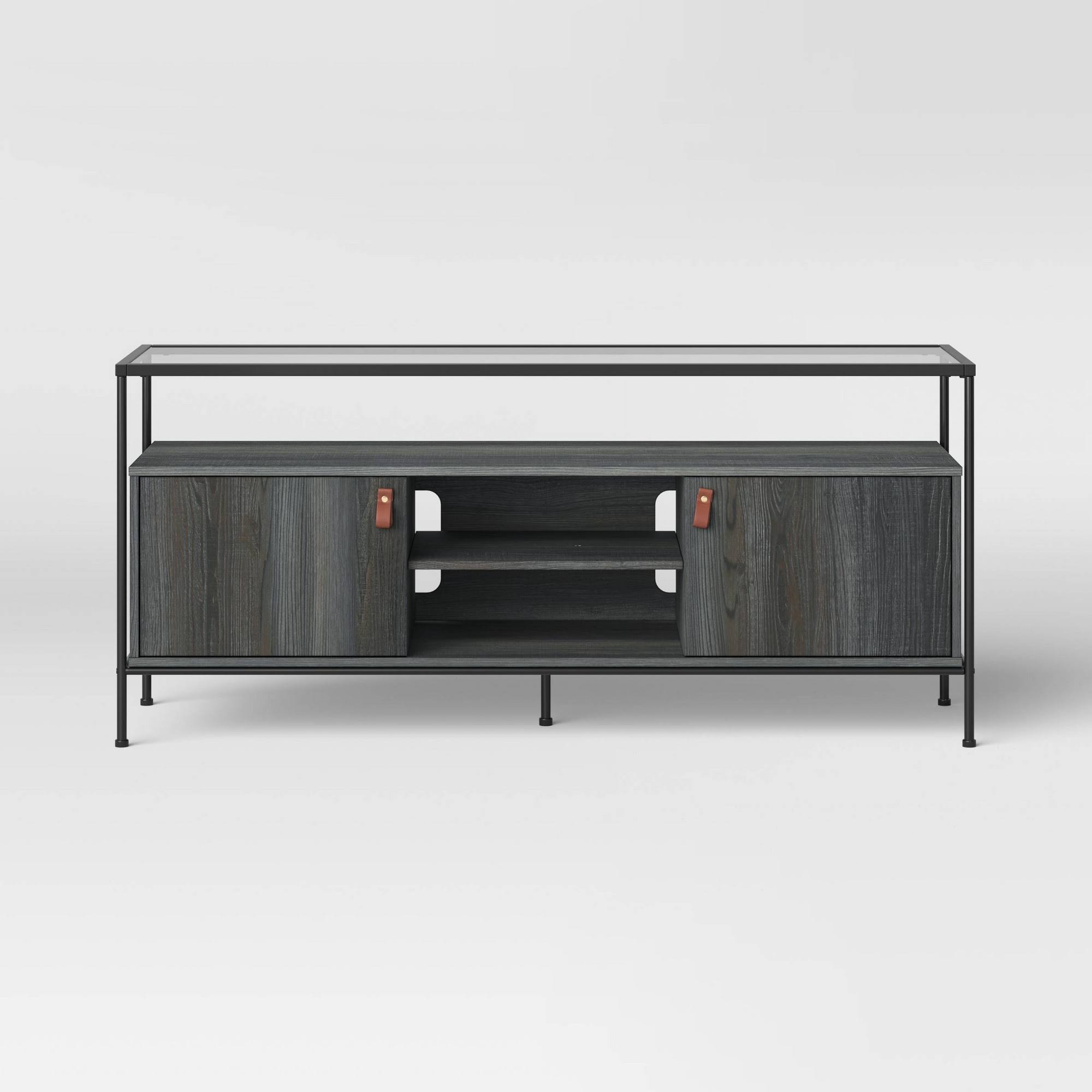 Fulham Glass Top TV Stand with Storage Black Project 62 WXF02