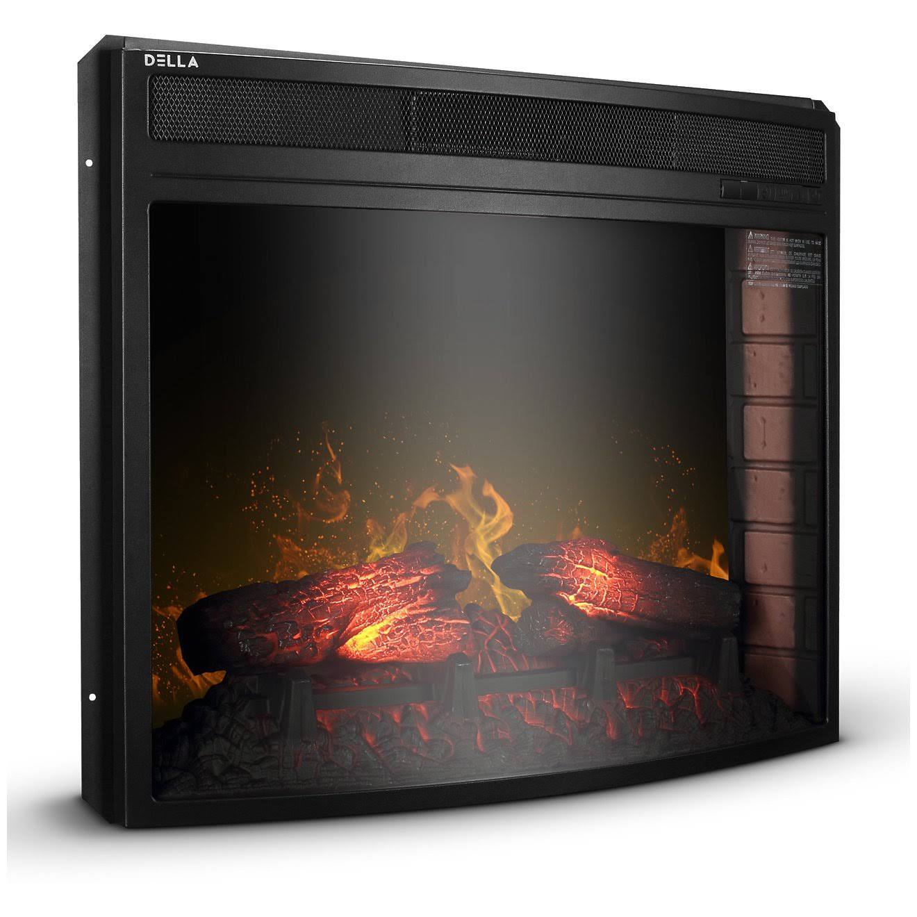 Della 28 Inch Electric Insert Fireplace Stove Curved Embedded Heater 1400w W Remote Control 5098