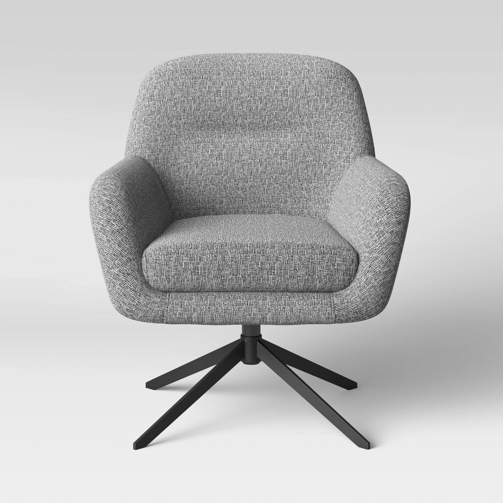 Graymoor Metal Leg Upholstered Swivel Accent Chair Textured Woven Gray