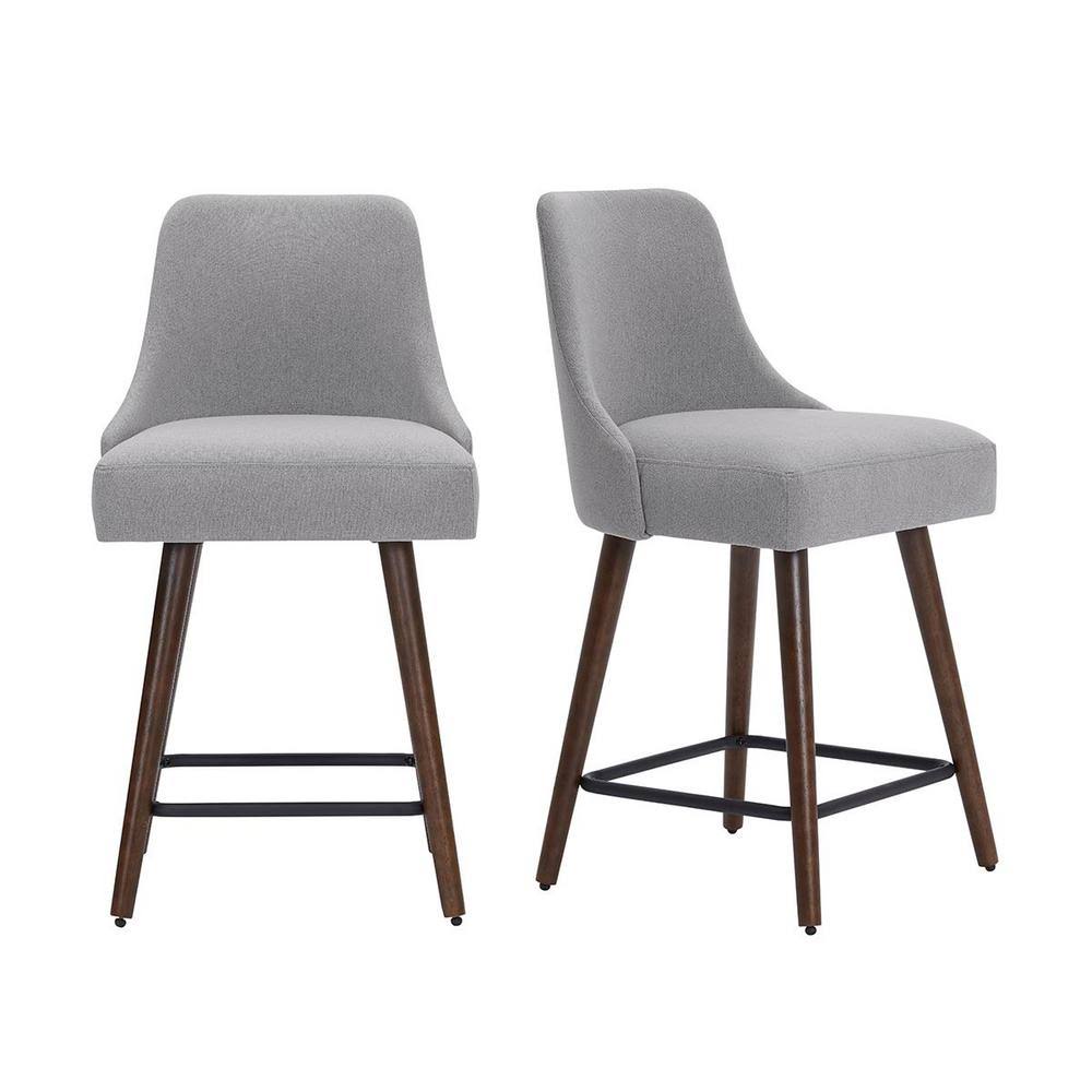 StyleWell Benfield Brown Wood Upholstered Counter Stool with Back and