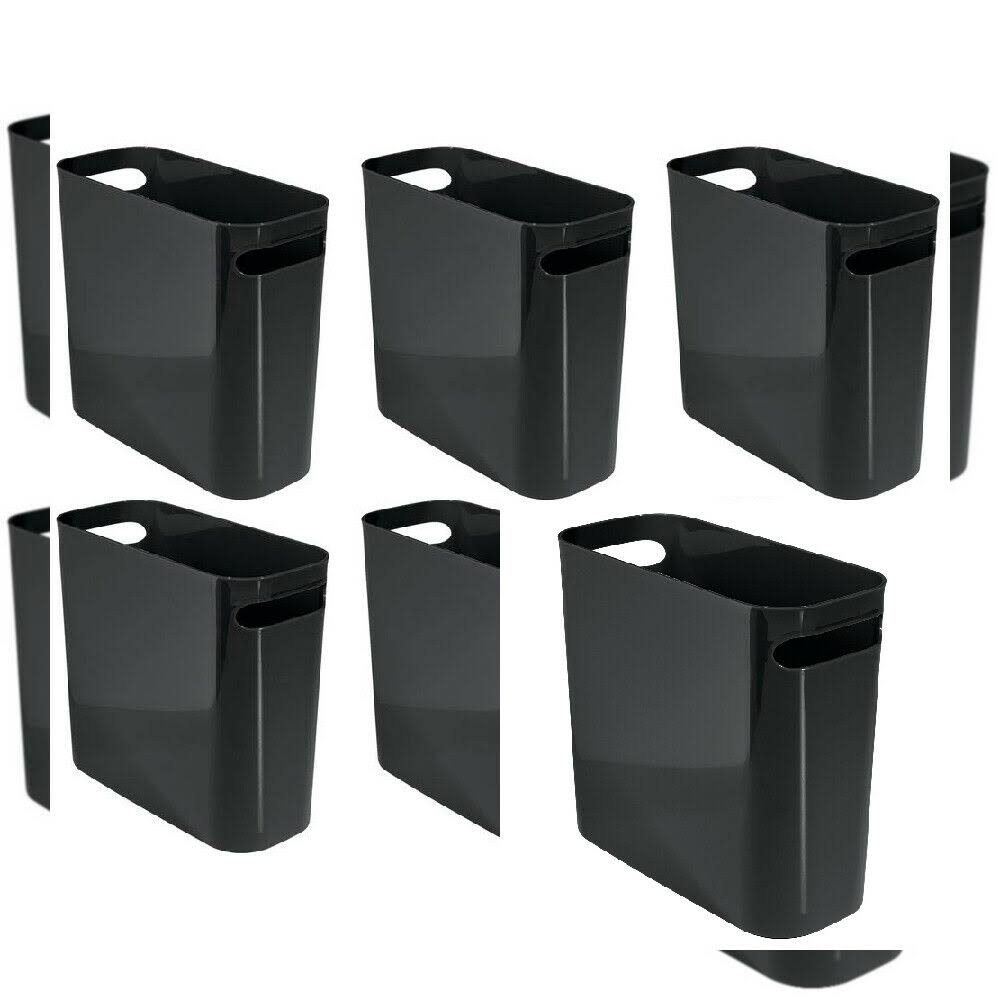 mDesign Slim Plastic Small Trash Can Wastebasket, Handles, 6 Pack WXF02