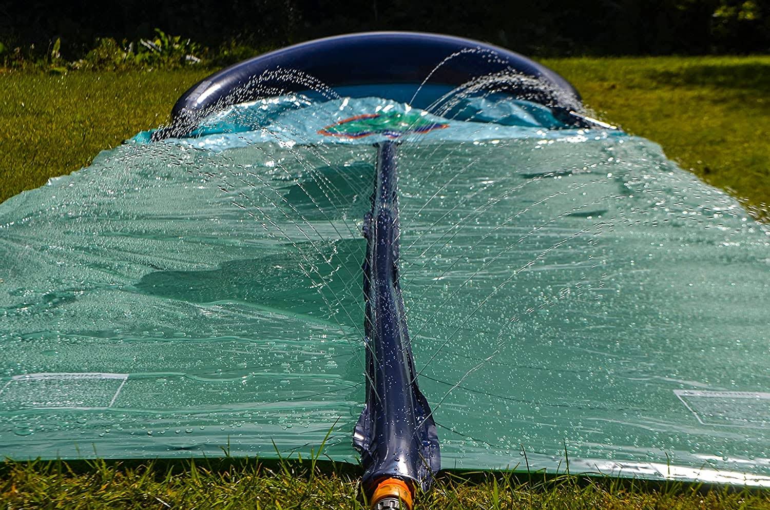 team magnus slip and slide xl inflatable crash pad and central spray channel for races