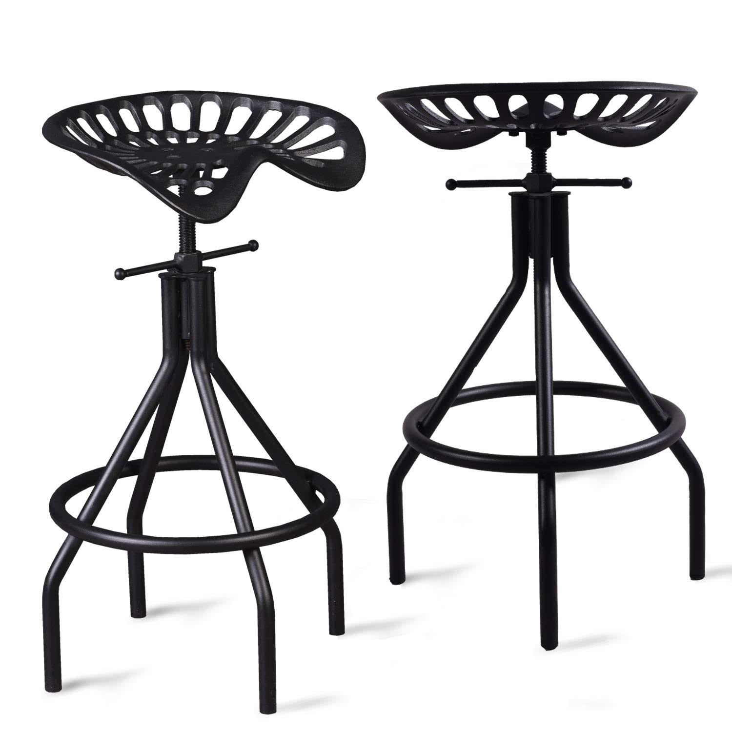 LOKKHAN Set of 2,Industrial Bar Stool Cast Iron Tractor Seat Stool