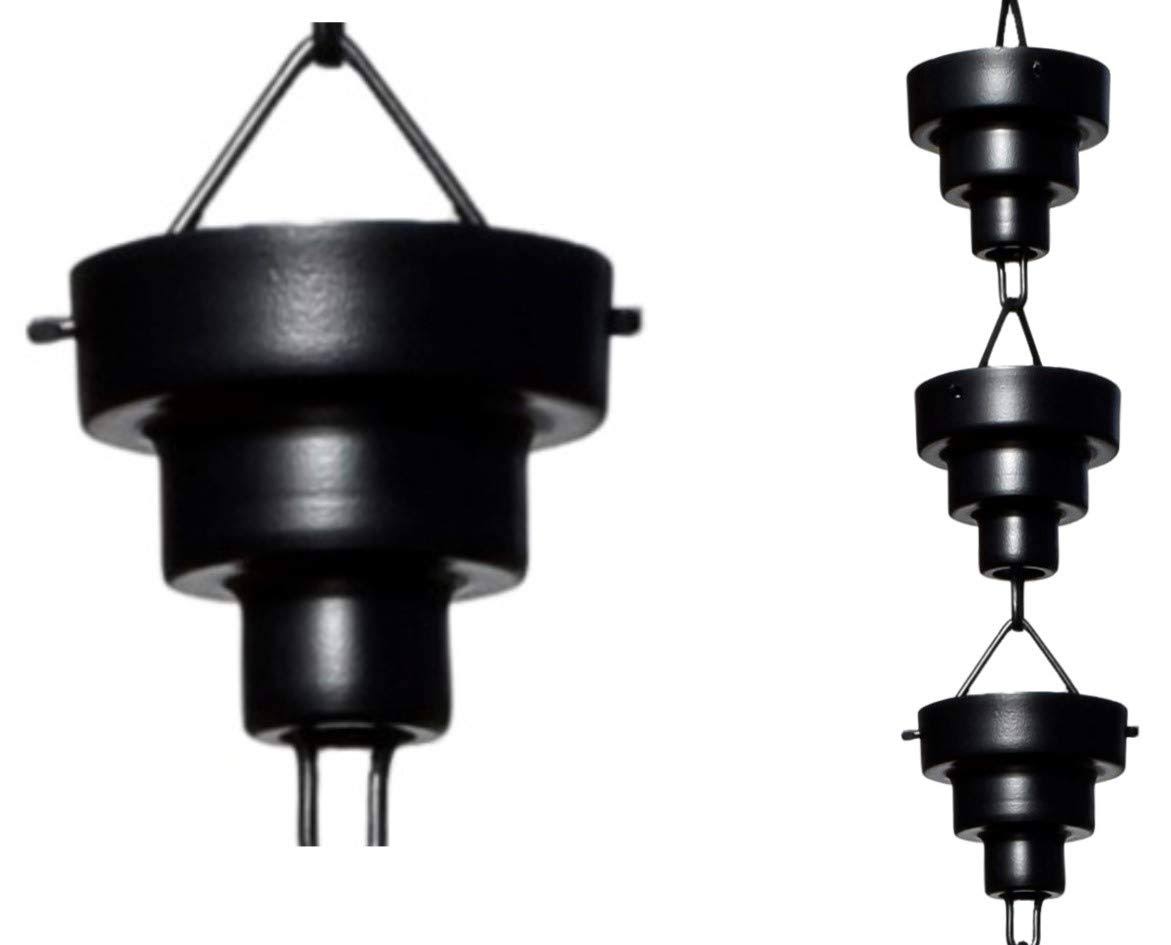 Monarch Rain Chains 19142 Black Powder Coated Aluminum Bamboo Rain