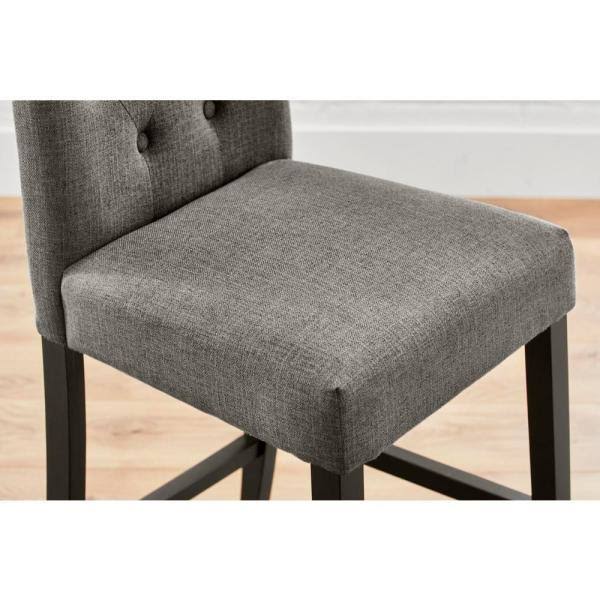 StyleWell Beckridge Ebony Wood Upholstered Counter Stool with Back and