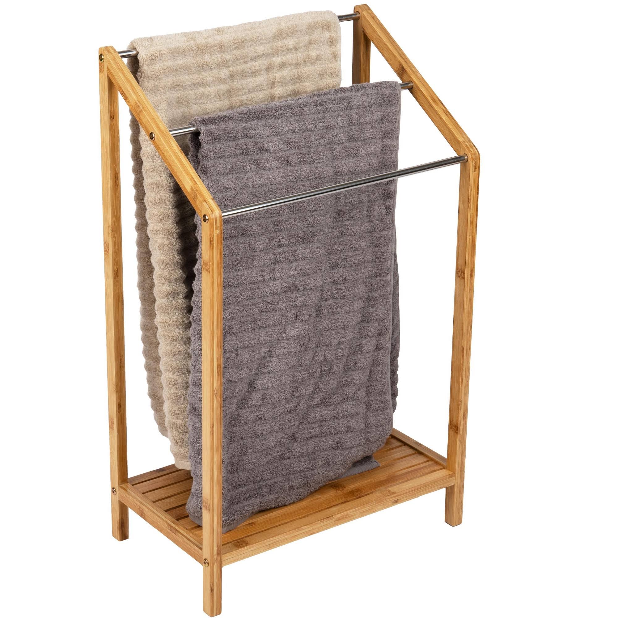 Mind Reader Three Tier Freestanding Bamboo Towel Drying Rack WXF02