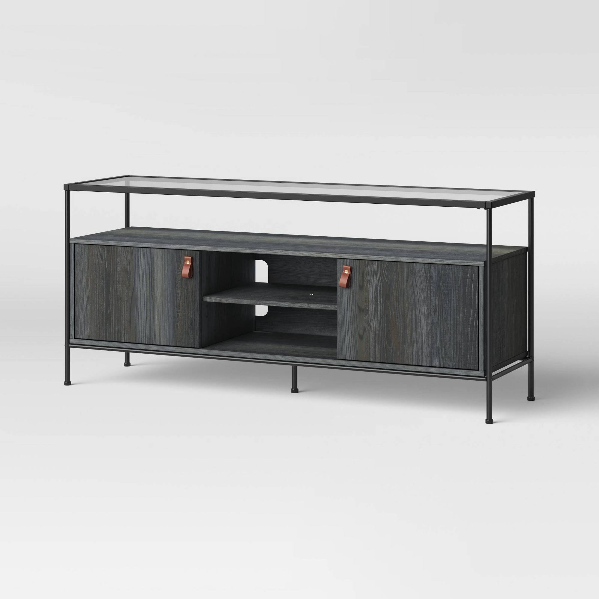 Fulham Glass Top TV Stand with Storage Black Project 62 WXF02