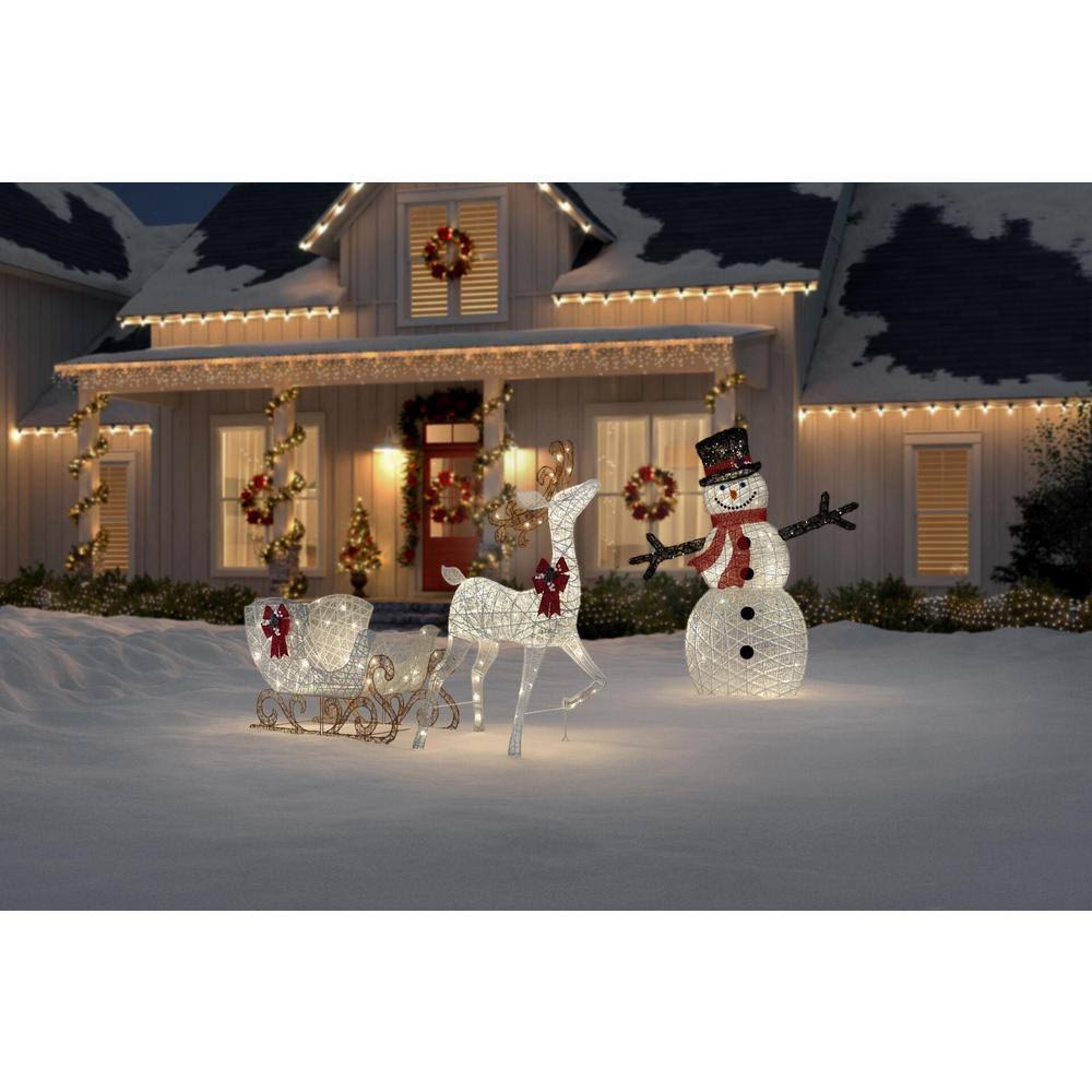 Home Accents Holiday 5 ft Polar Wishes Motion LED Reindeer and Sleigh ...