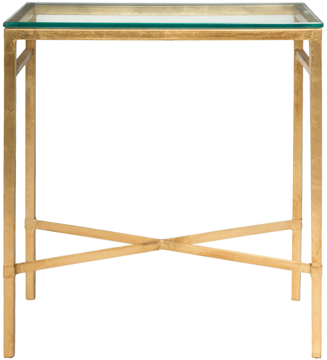 Safavieh Viggo Antique Gold Glass Side Table WXF02