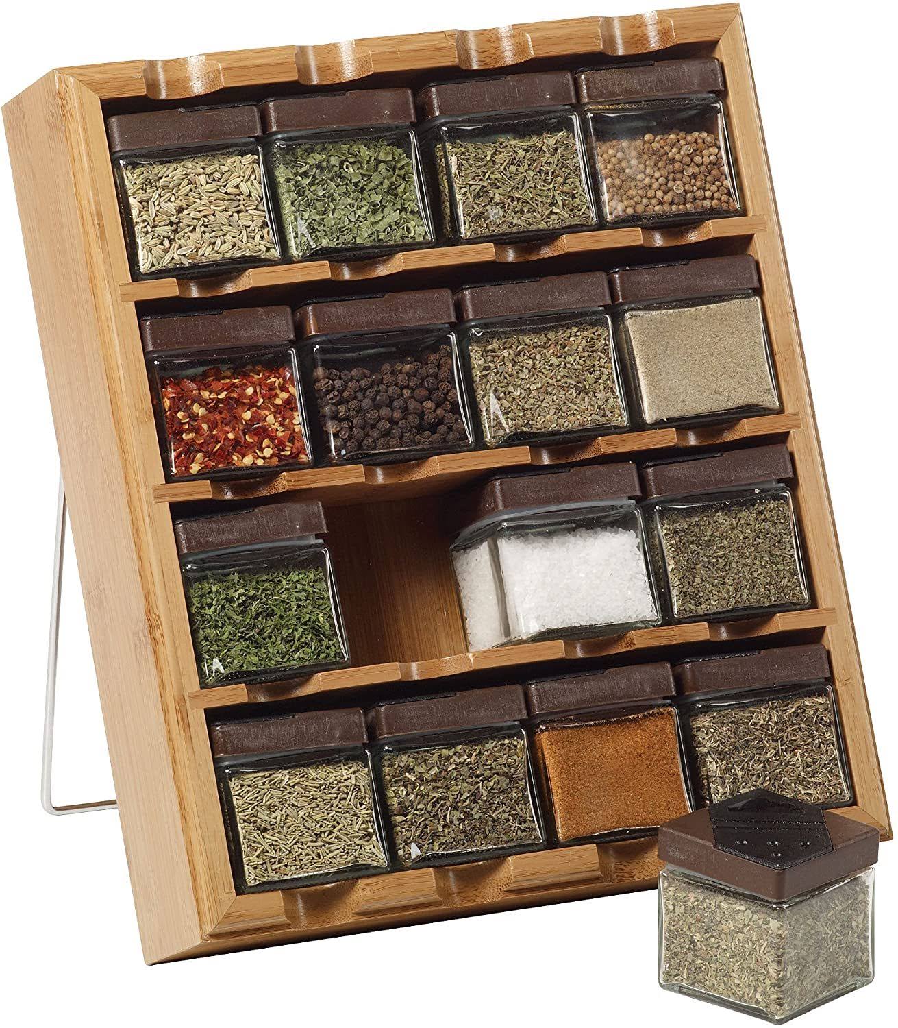 Kamenstein Bamboo inspirations 16Cube Spice Rack with Free Spice Refills for 5 Years WXF02