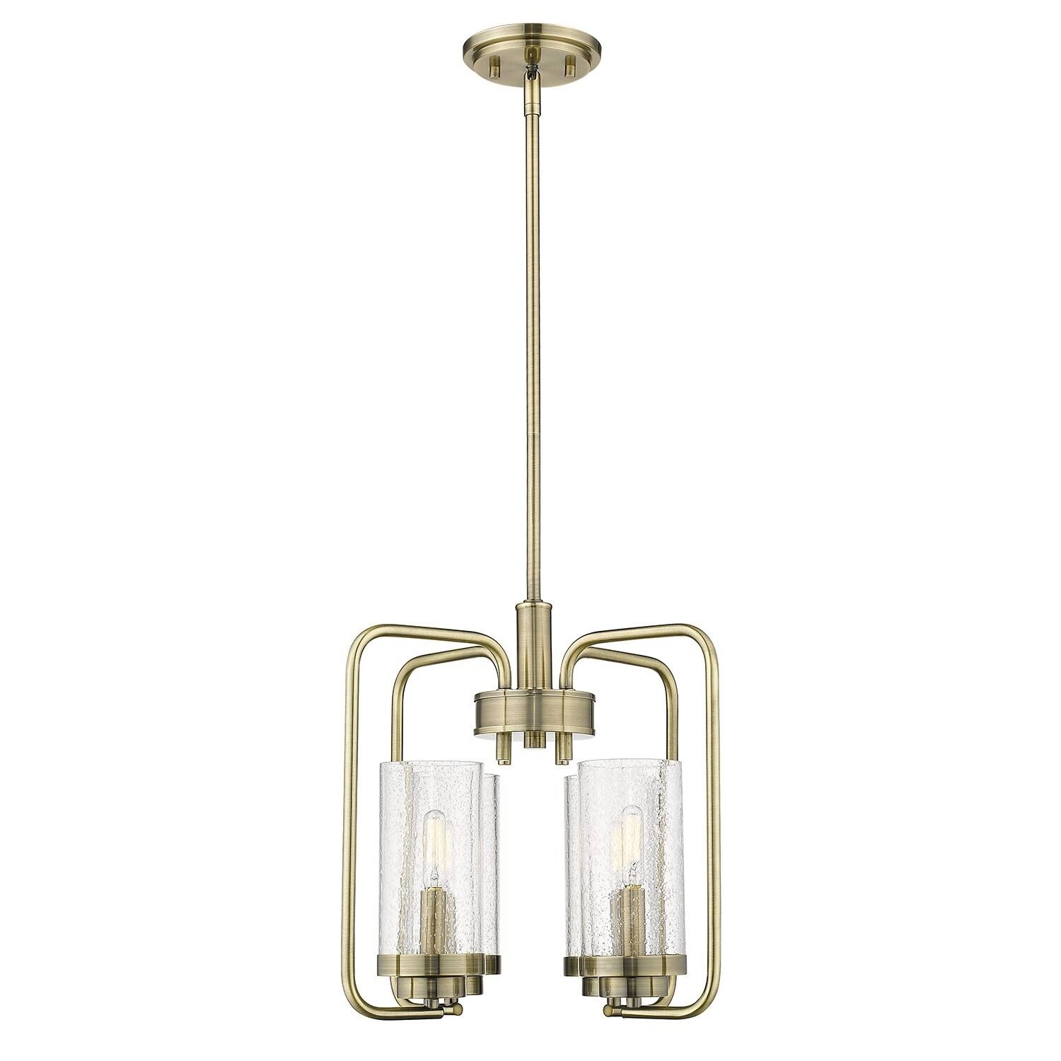 Carbon Loft Barton 4-Light Semi-Flush Fixture - Aged Brass with Seeded ...