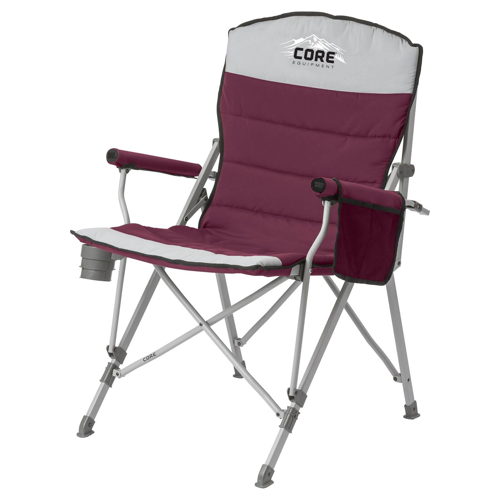 Core 300 Pound Capacity Polyester Padded Hard Arm Chair with Carry Bag