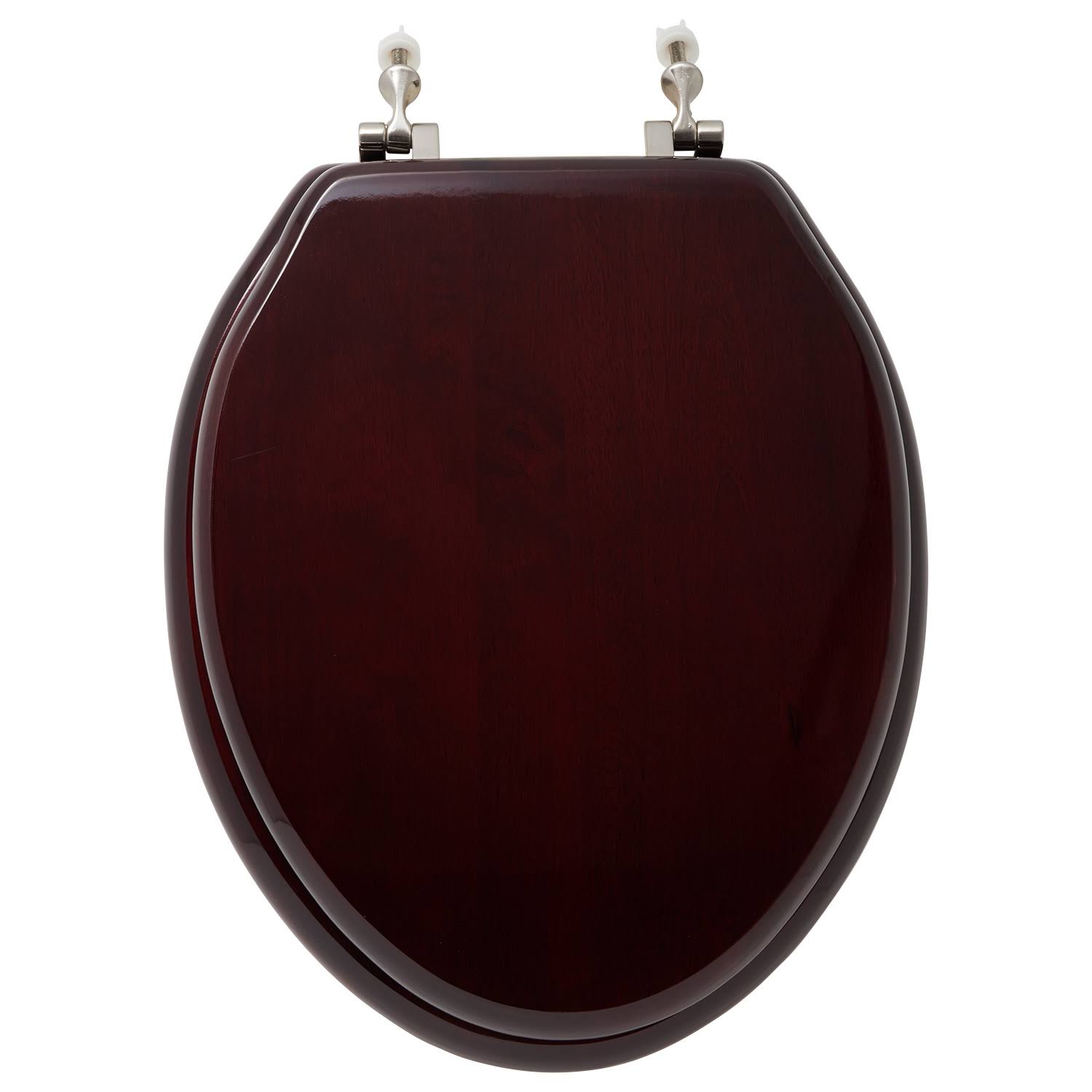 Luxury Toilet Seat Mahogany Brushed Nickel Standard Hinges