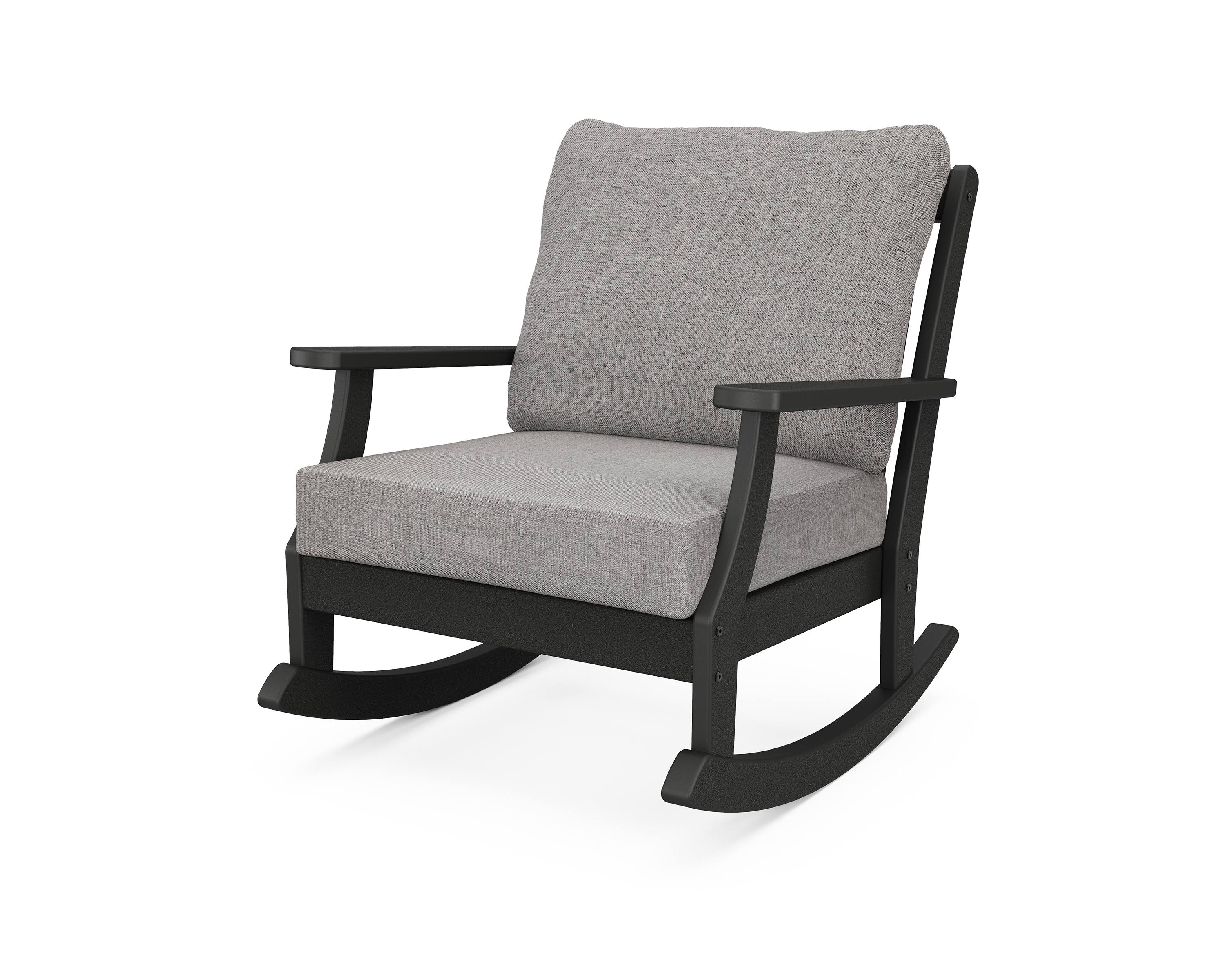 POLYWOOD Braxton Deep Seating Rocking Chair - Black / Grey Mist - WXF-02