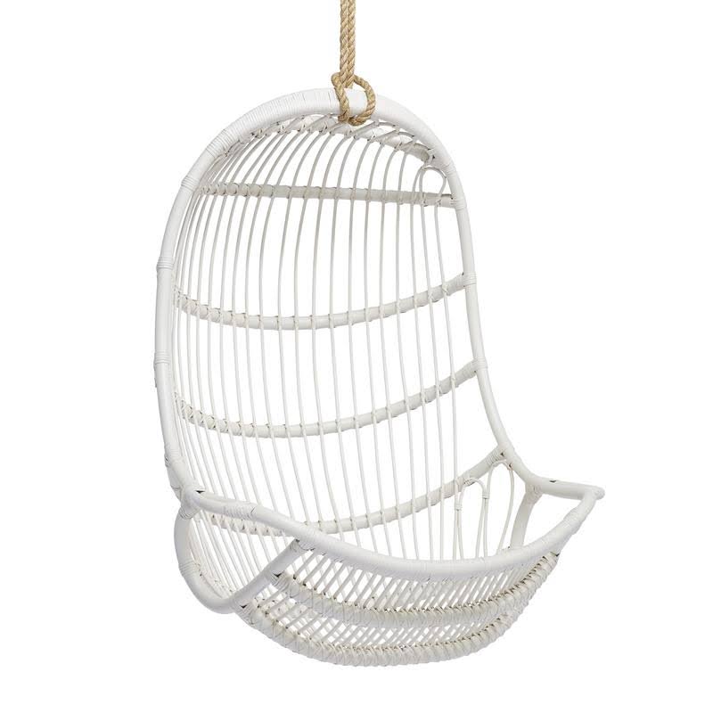 Sika Design Riviera Rattan Hanging Swing Chair White WXF02