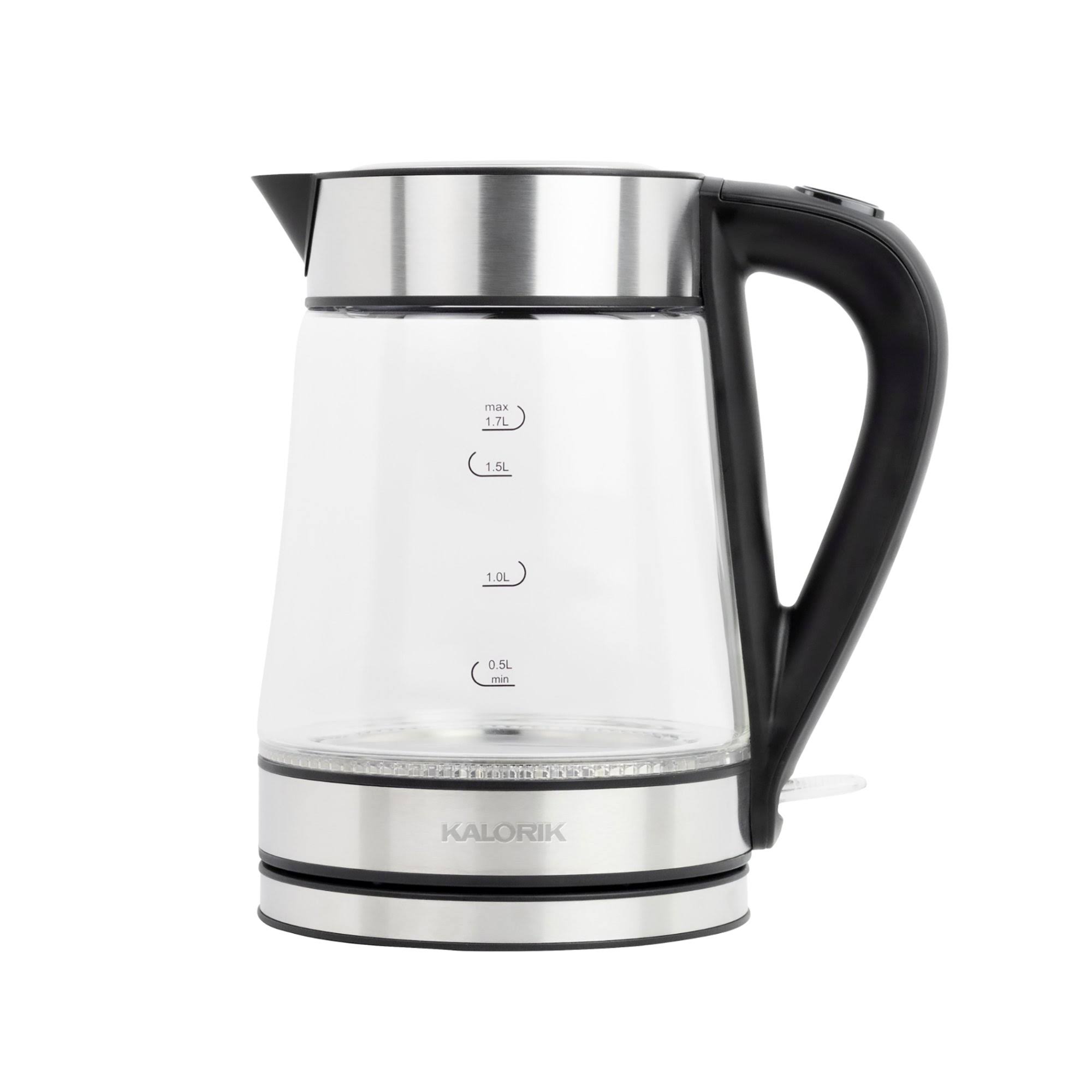 Kalorik 1.7L Rapid Boil Electric Kettle with Blue LED, Stainless Steel