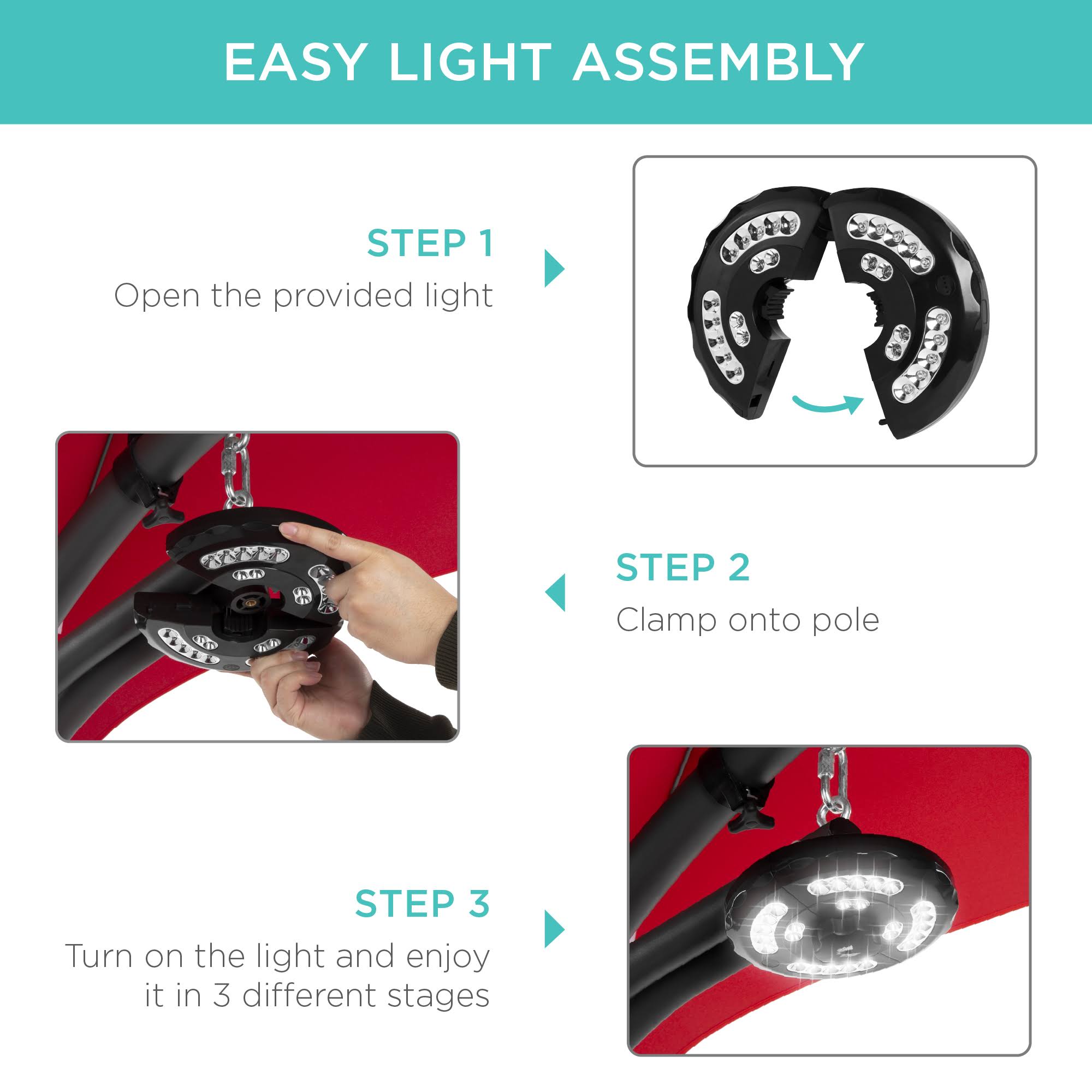 Best Choice Products Hanging LEDLit Curved Chaise Lounge Chair for