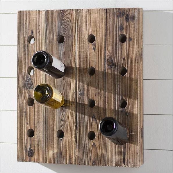 Rustic Wood Wall Hanging 16Bottle Wine Rack WXF02