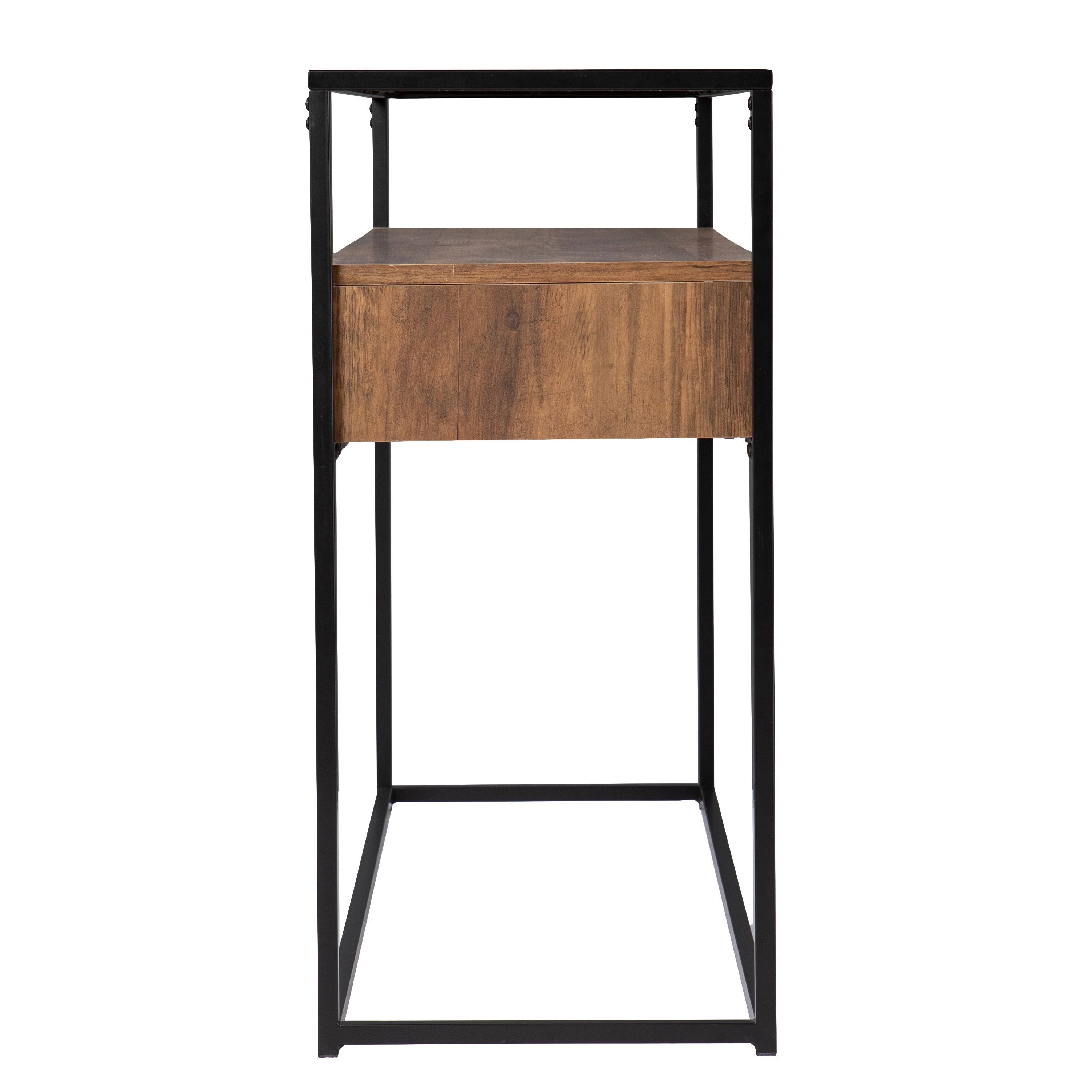 Carbon Loft Ottone Industrial Brown Wood Console Table Black
