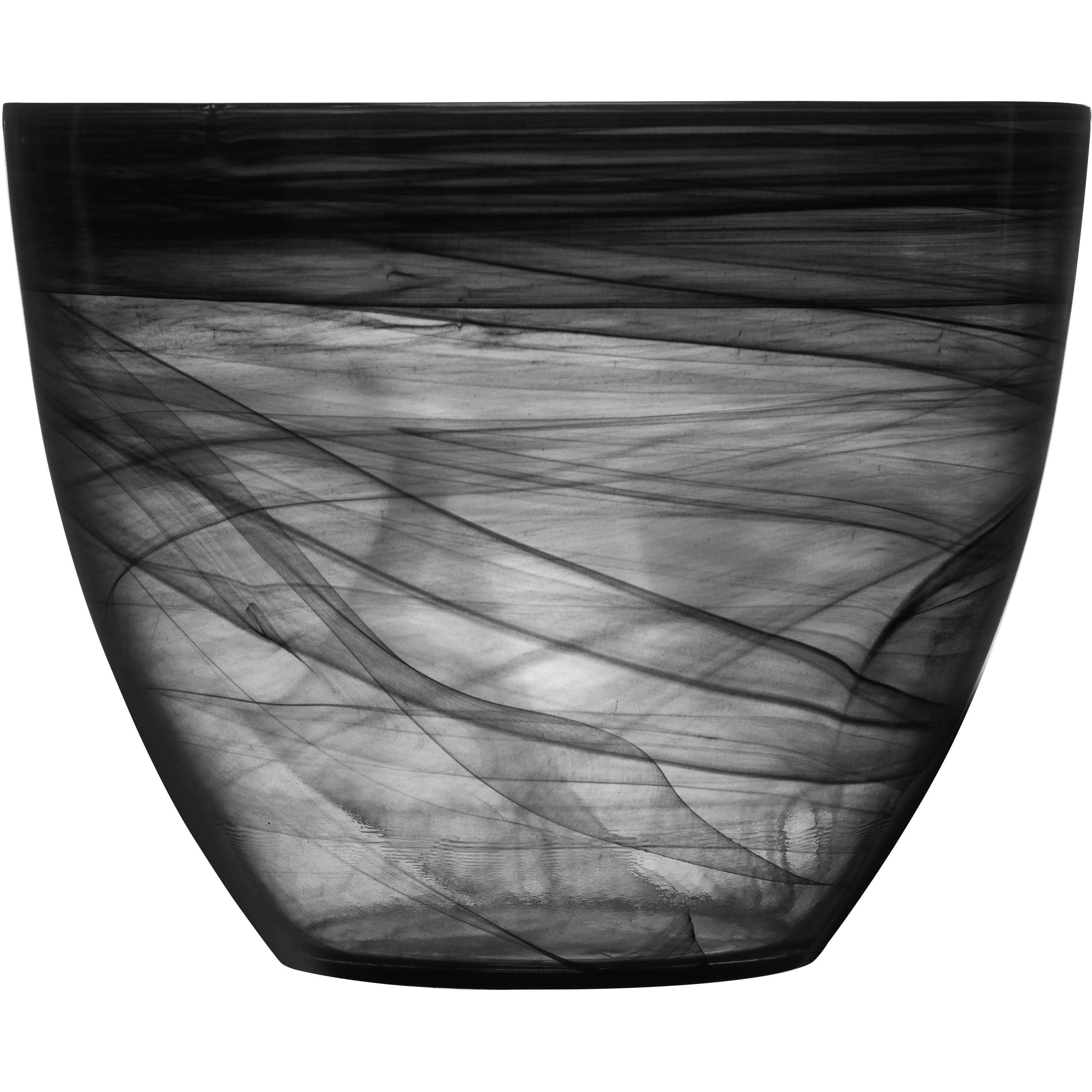 SEAglasbruk Black and White Large Black Glass Bowl WXF02