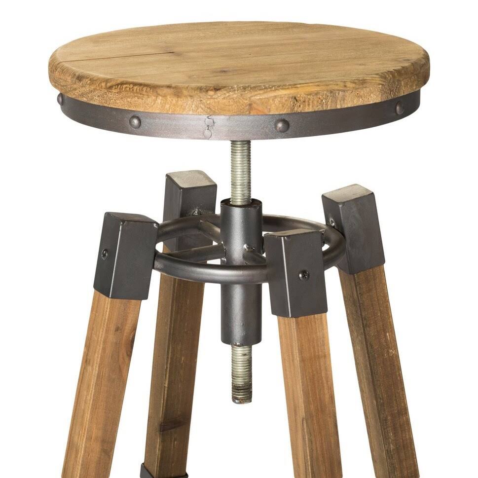 Aurelle Home Industrial Wood and Iron Adjustable Bar Stool WXF02