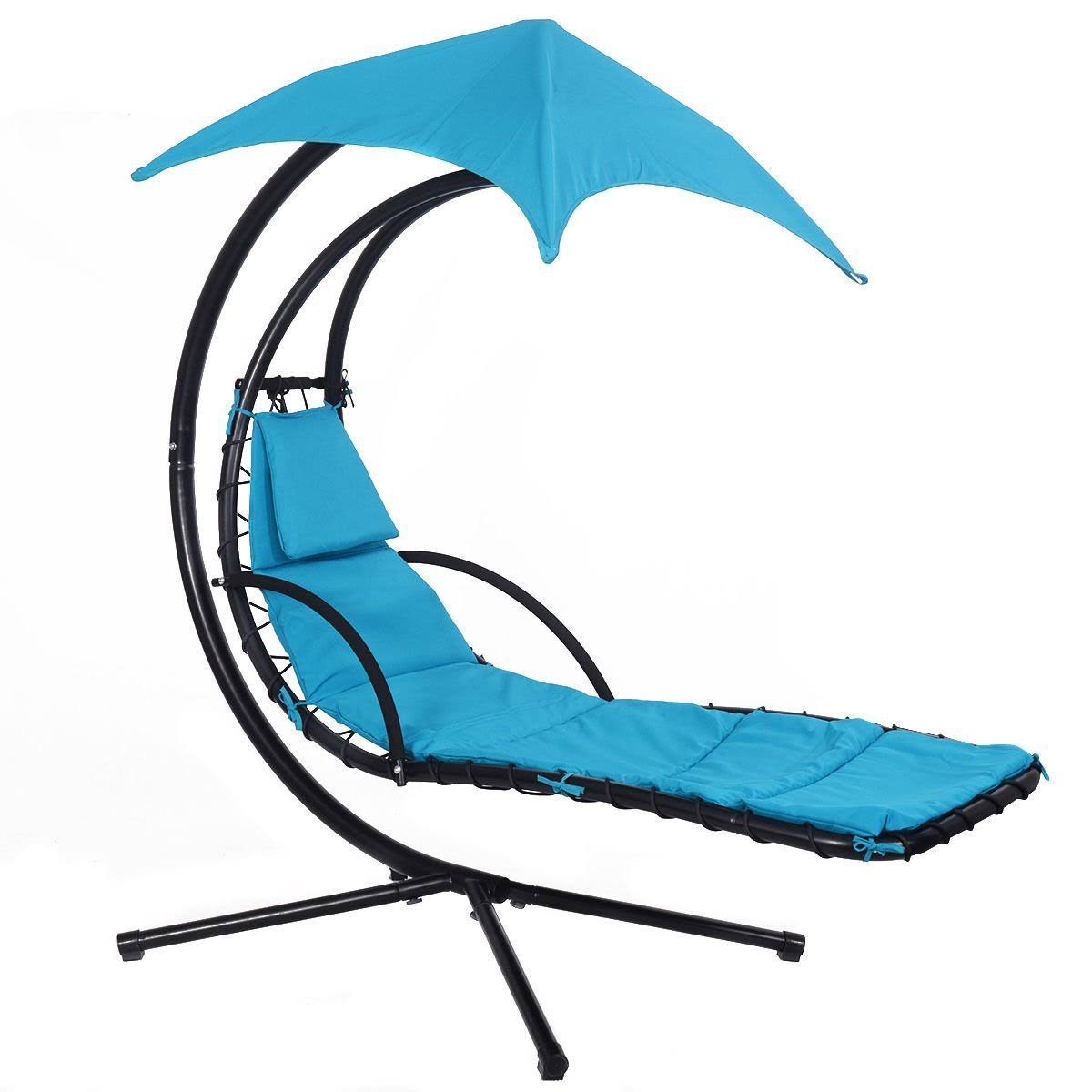 Giantex Hanging Chaise Lounge Chair Arc Stand Air Porch Swing Hammock