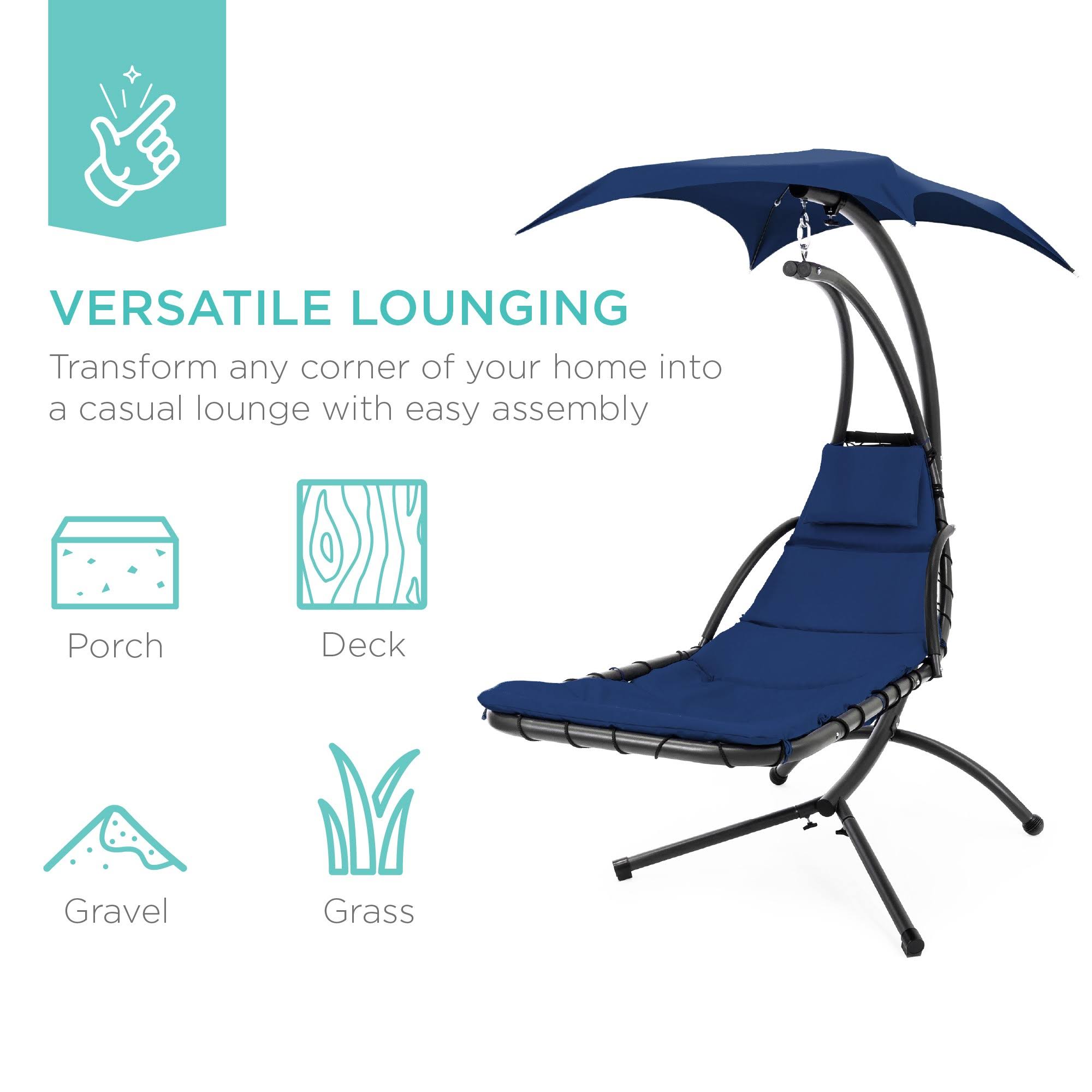 Best Choice Products Hanging Curved Chaise Lounge Chair Swing for