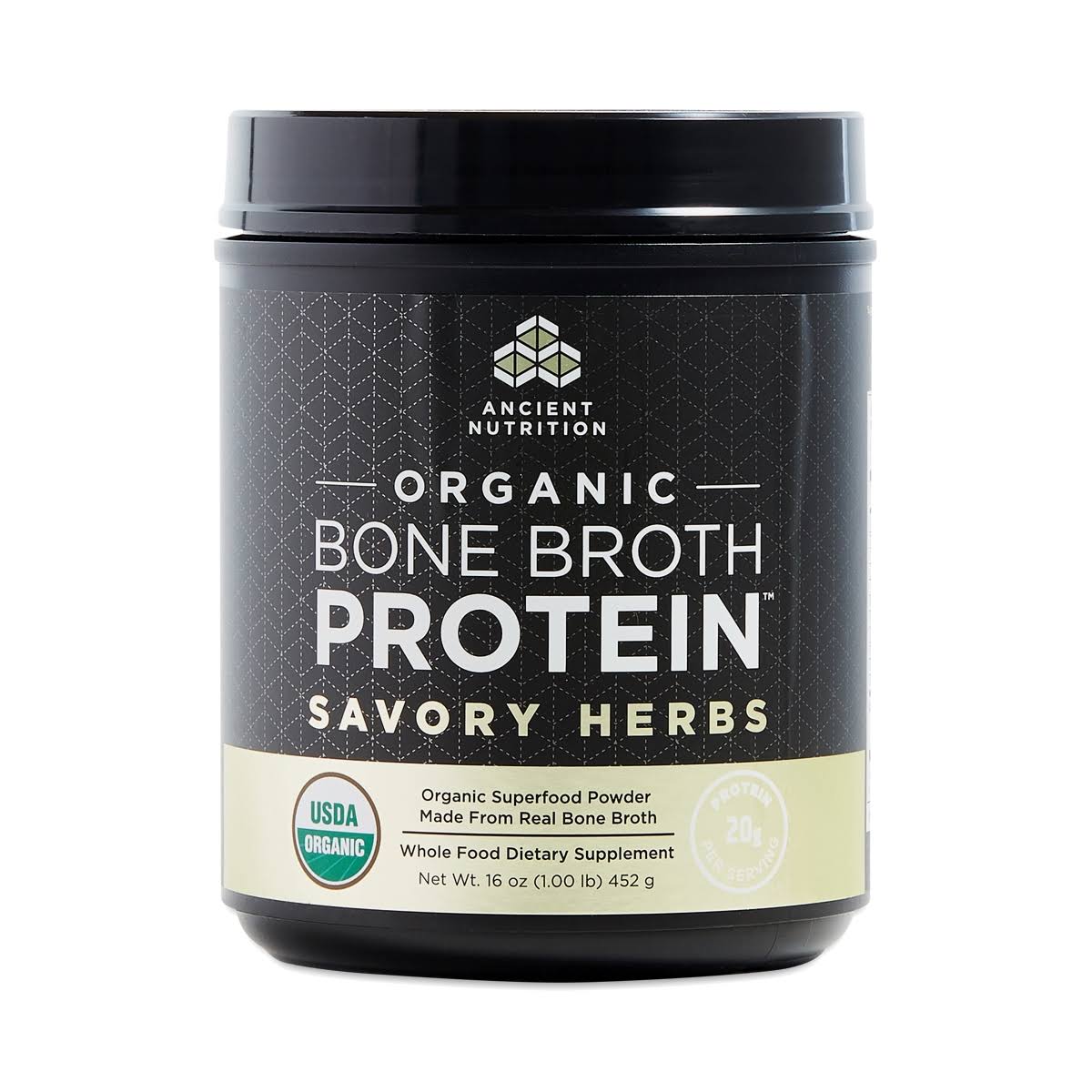 Ancient Nutrition Organic Bone Broth Protein Powder, Savory Herbs - 16 ...