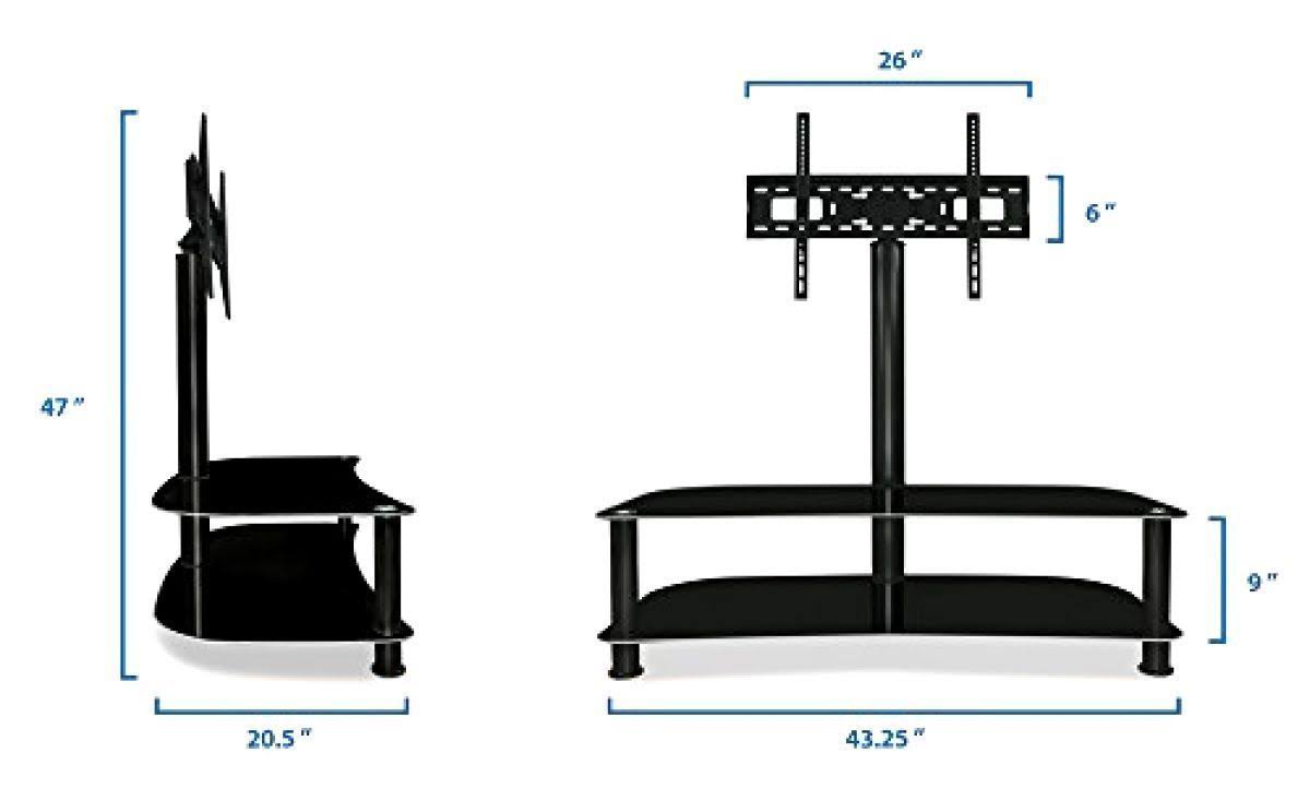 MountIt! Floor TV Stand with Mount and Glass Shelves TV Mount