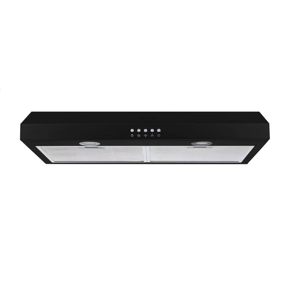Winflo 30 in. 350 CFM Convertible Under Range Hood in Black