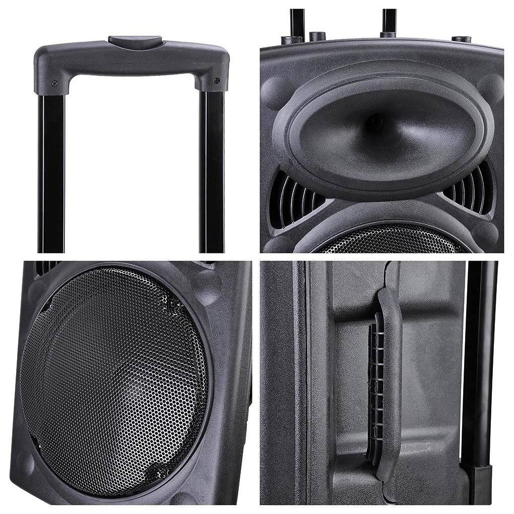 Portable Active PA Speaker Mic Guitar Amp Bluetooth USB SD LCD