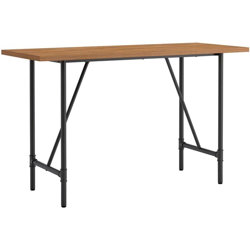 Sauder Iron City Industrial Counter Height Dining Table in Checked Oak