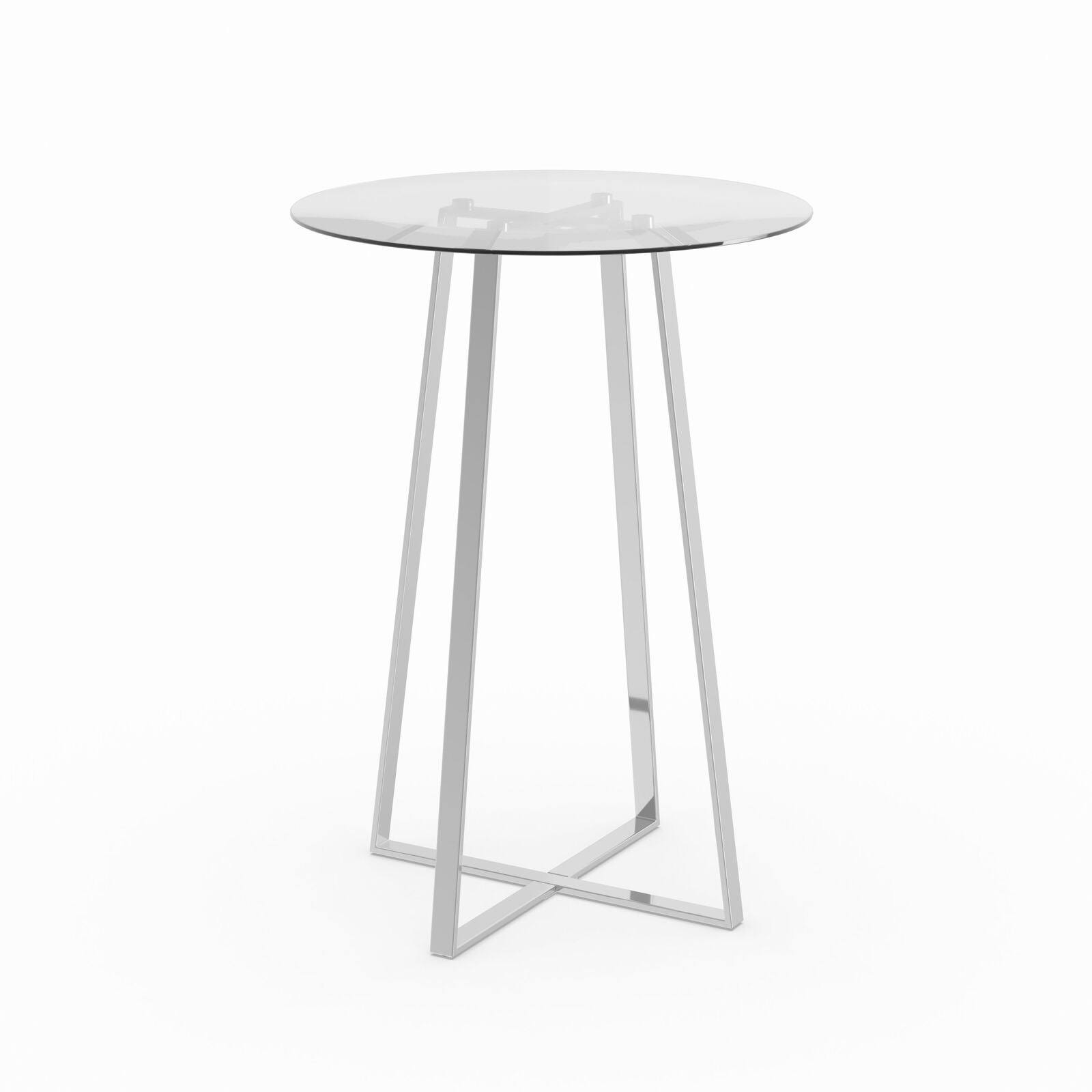 Fontaine Contemporary Chrome and Glass Bar Table WXF02